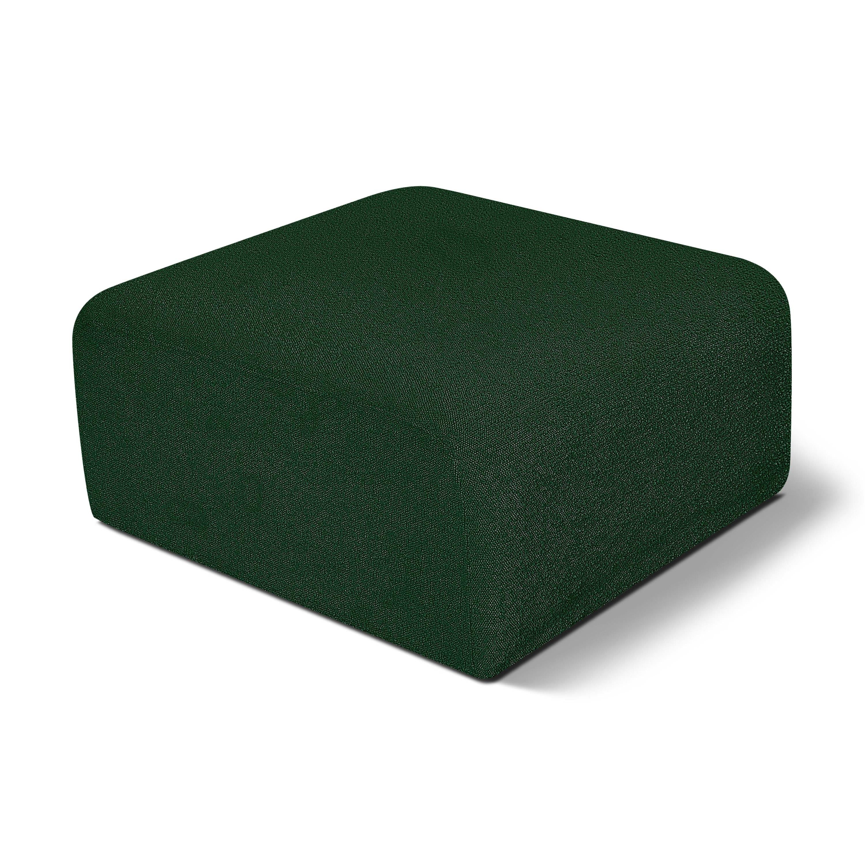 Meridian Arc Green Boucle Fabric Ottoman