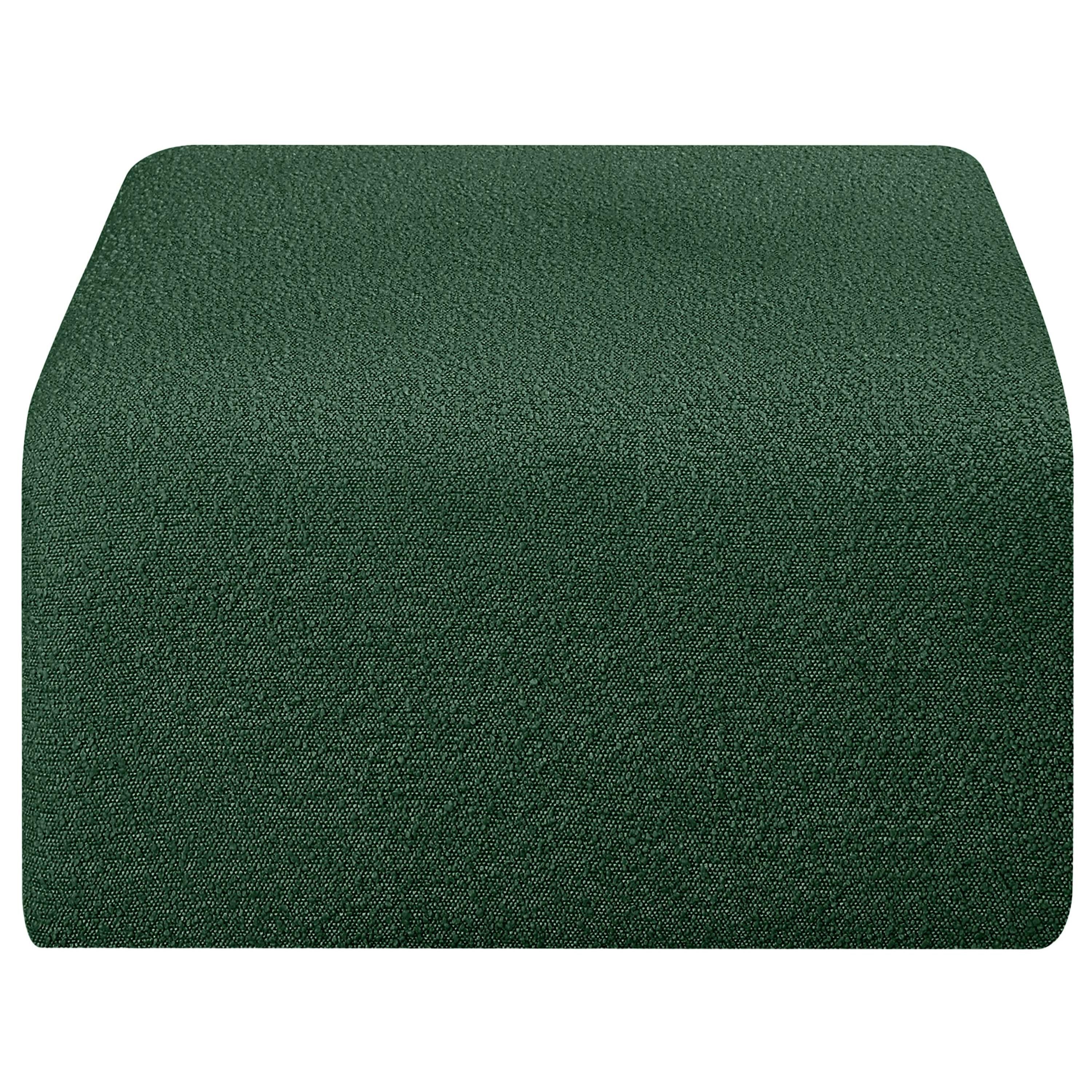 Meridian Arc Green Boucle Fabric Ottoman