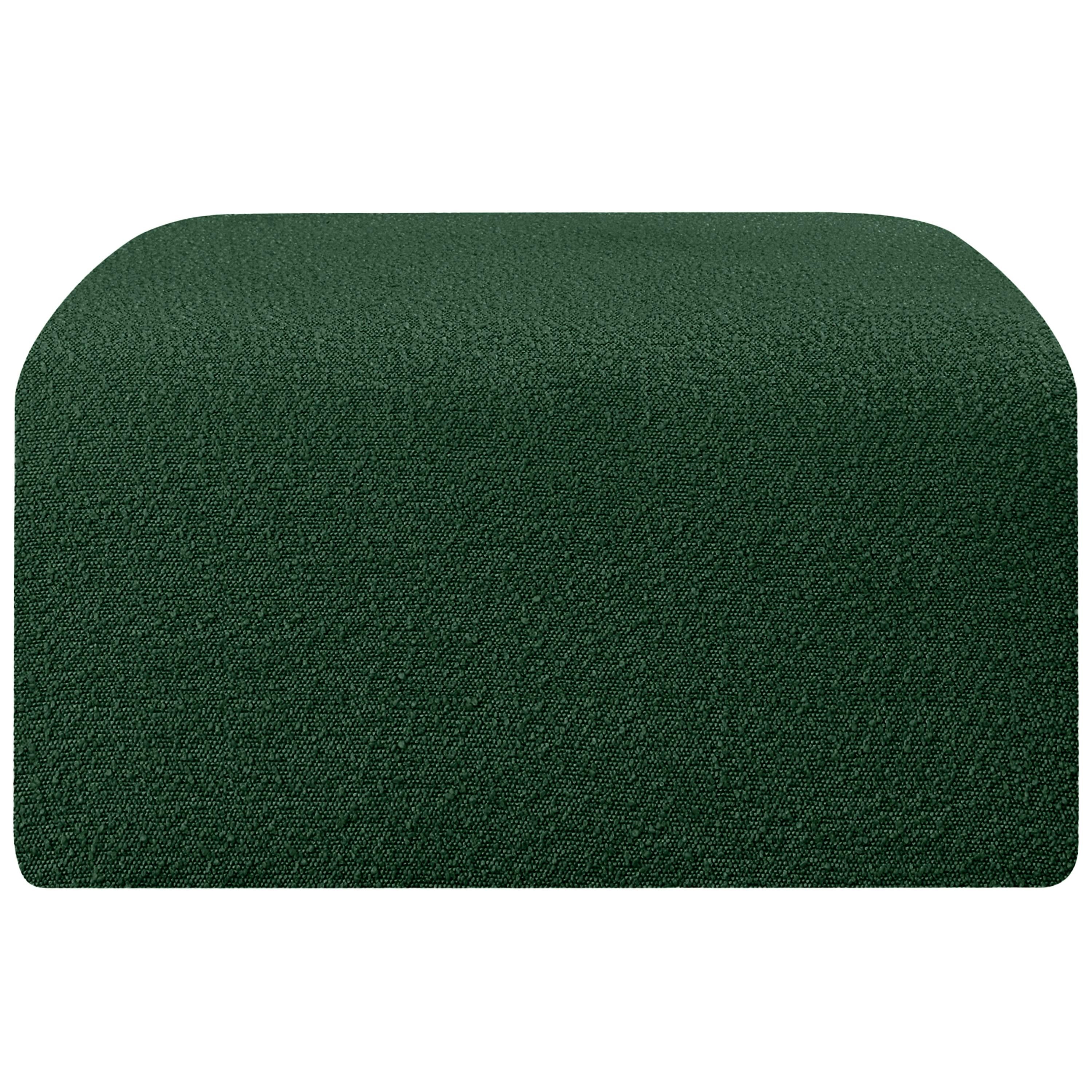 Meridian Arc Green Boucle Fabric Ottoman