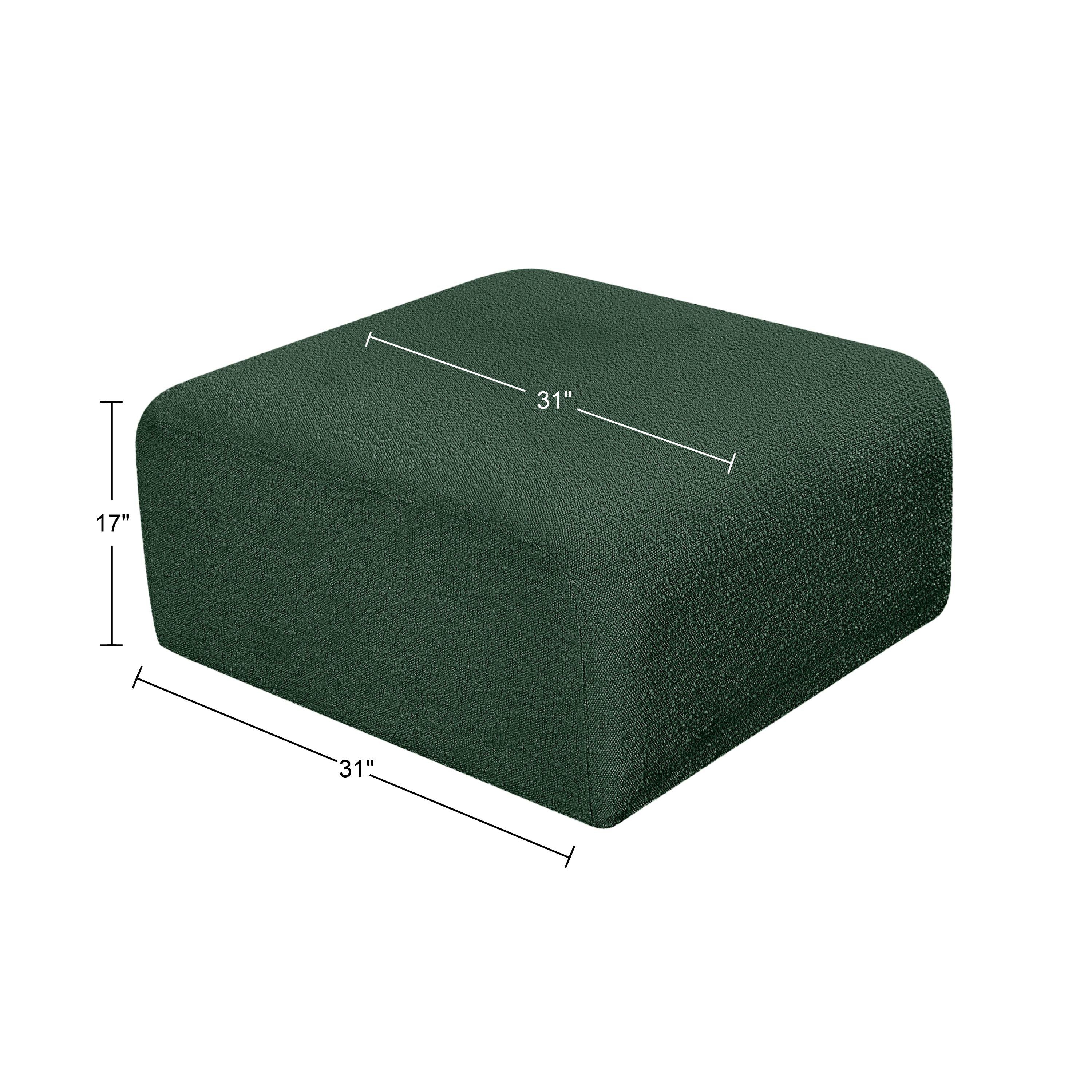 Meridian Arc Green Boucle Fabric Ottoman