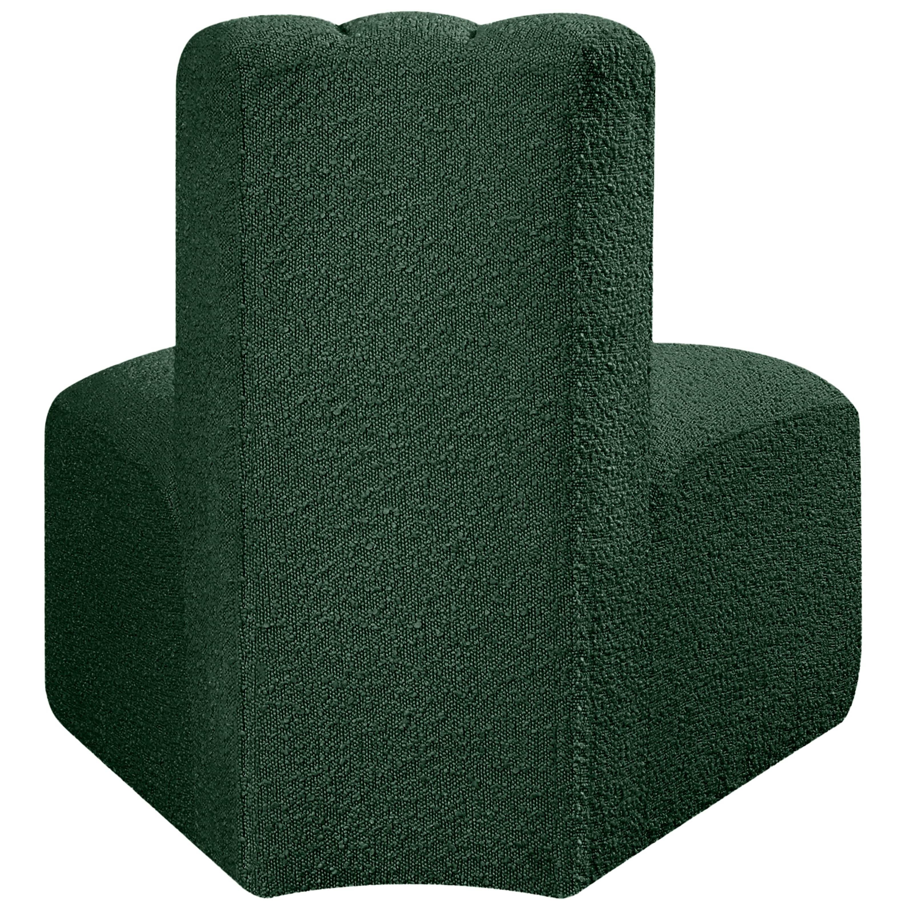 Meridian Arc Green Boucle Fabric Reverse Corner