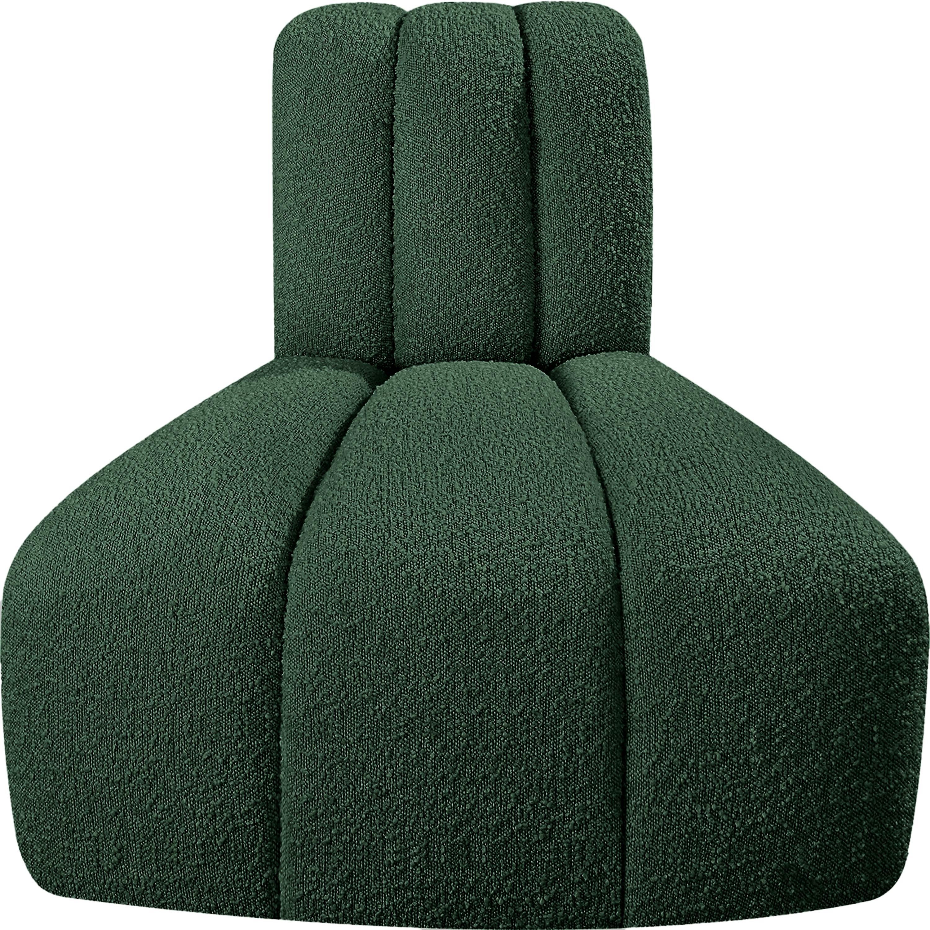 Meridian Arc Green Boucle Fabric Reverse Corner