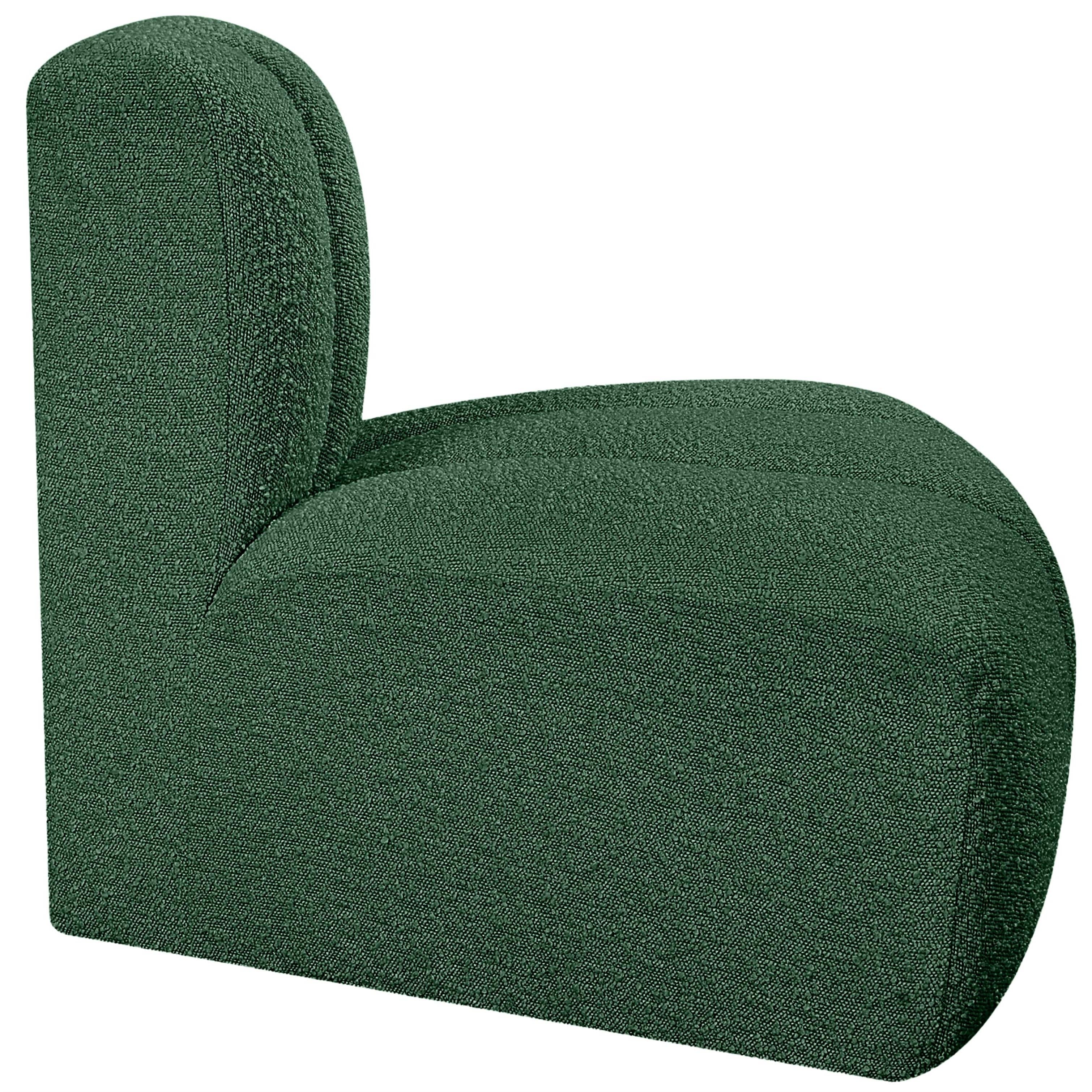 Meridian Arc Green Boucle Fabric Reverse Corner