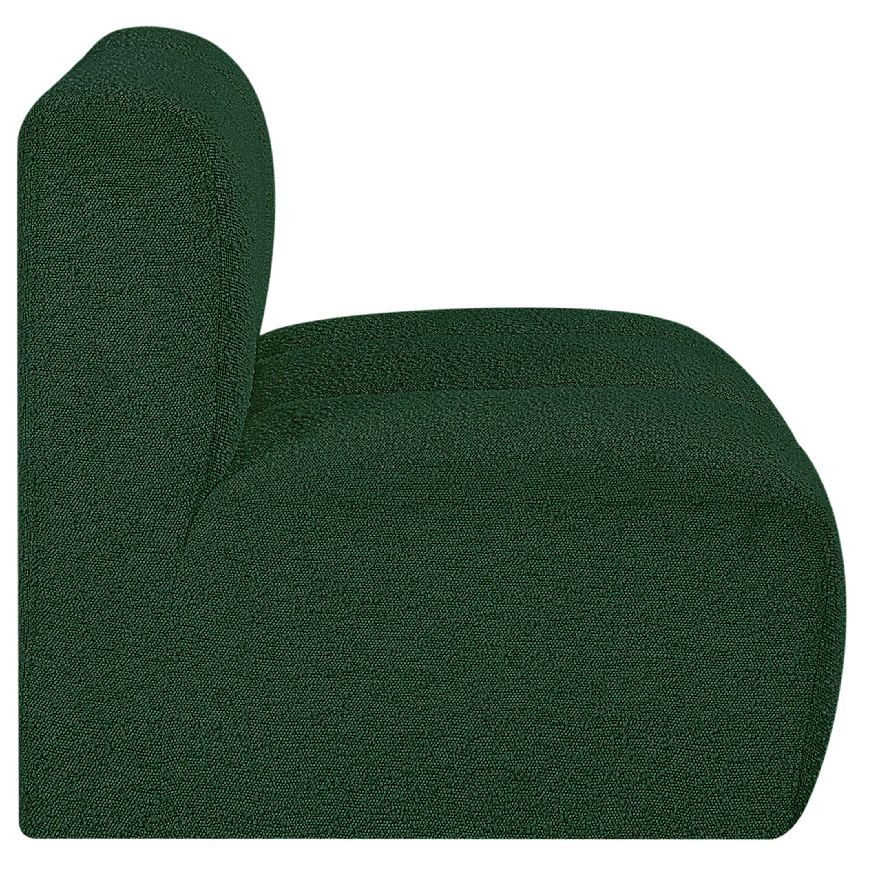 Meridian Arc Green Boucle Fabric Straight Chair