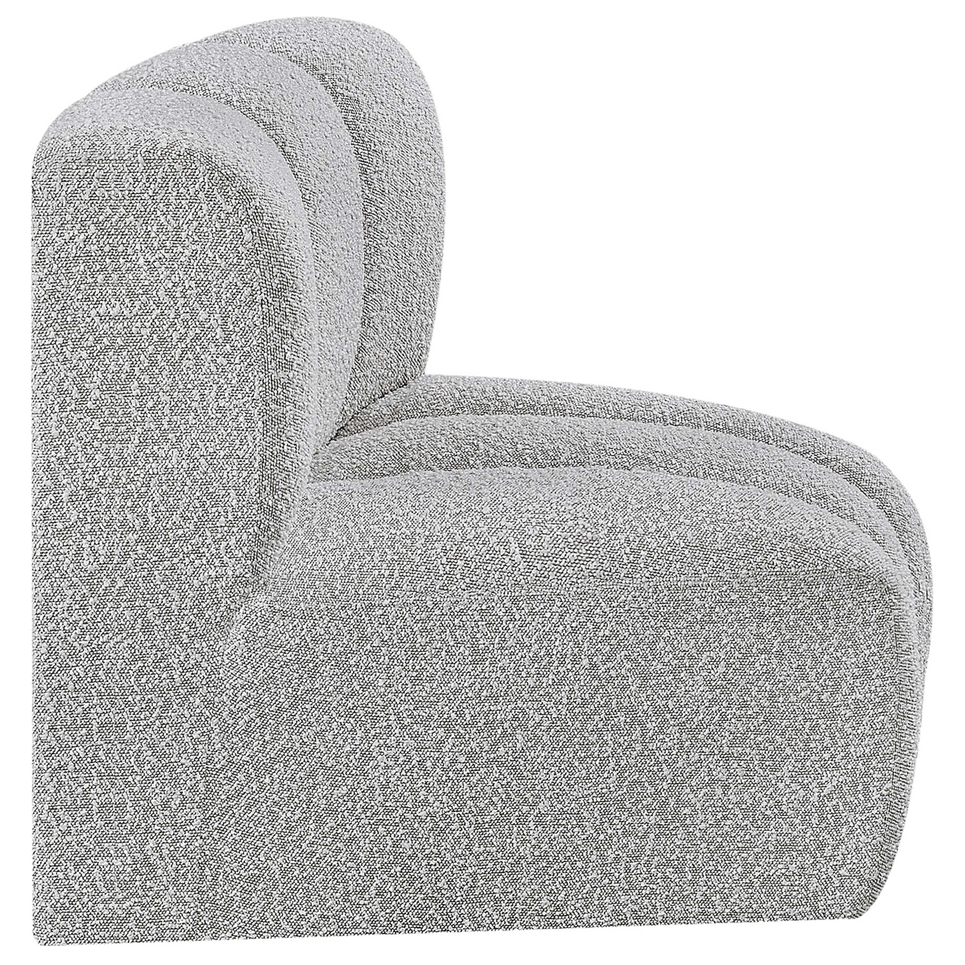 Meridian Arc Grey Boucle Fabric Curved Corner