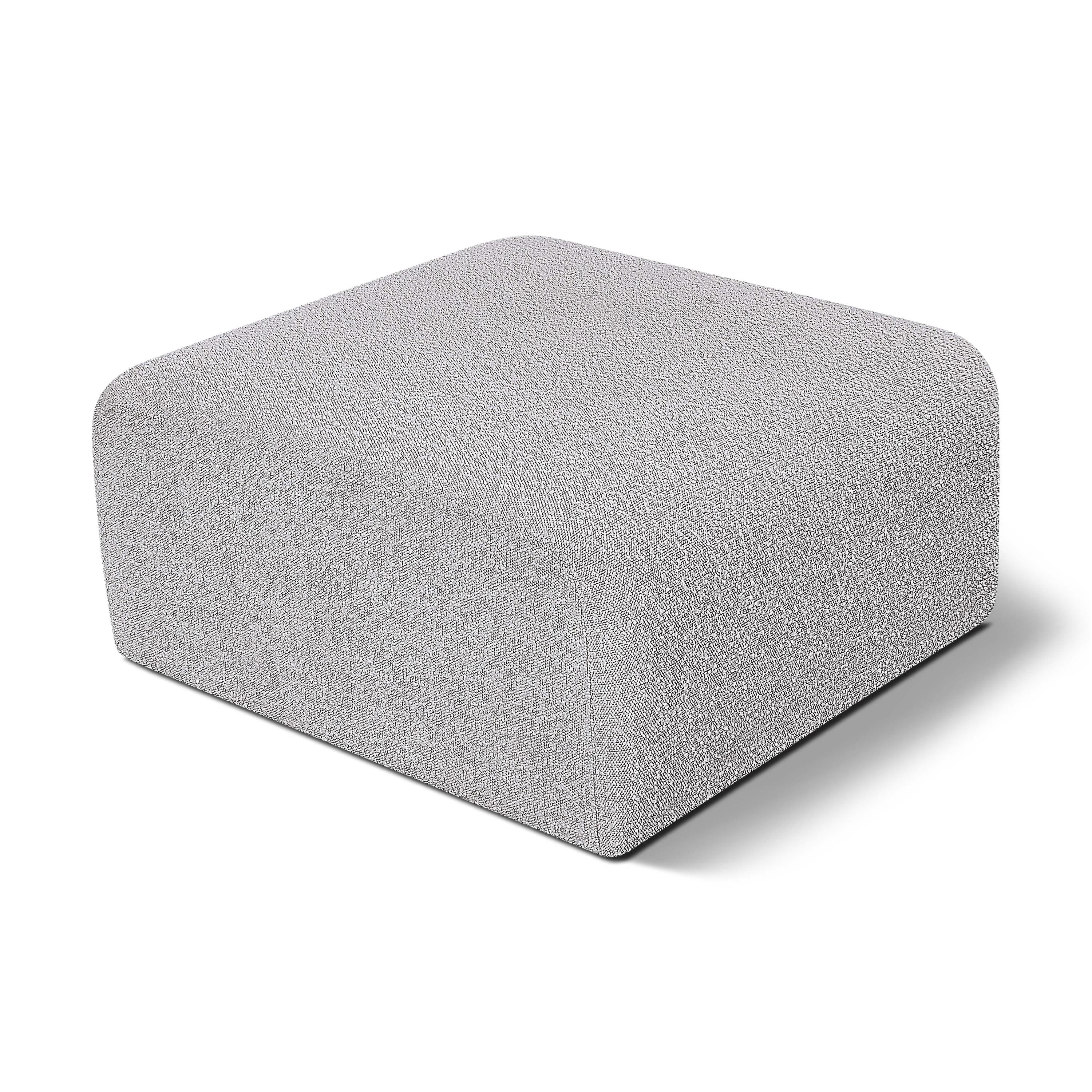 Meridian Arc Grey Boucle Fabric Ottoman