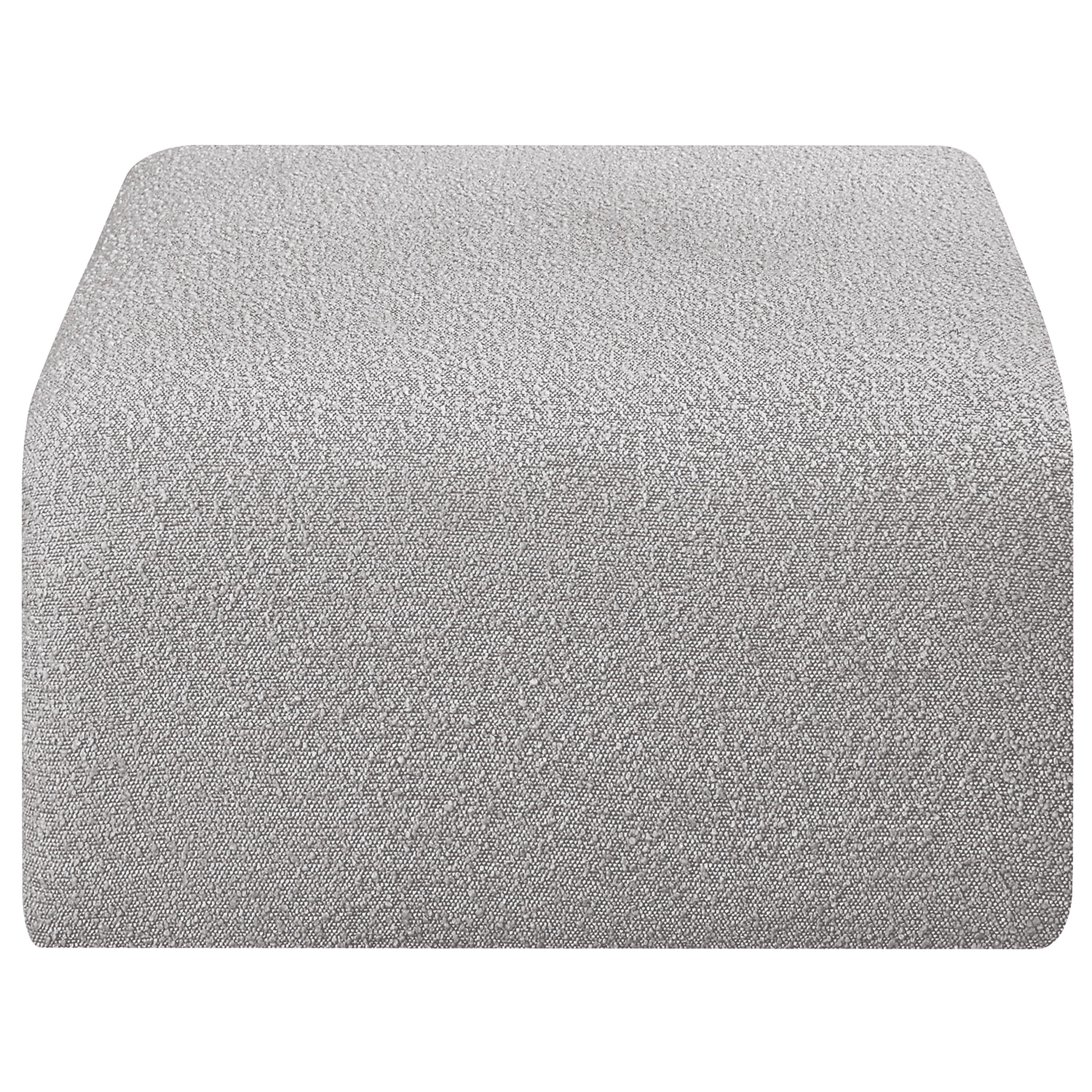 Meridian Arc Grey Boucle Fabric Ottoman