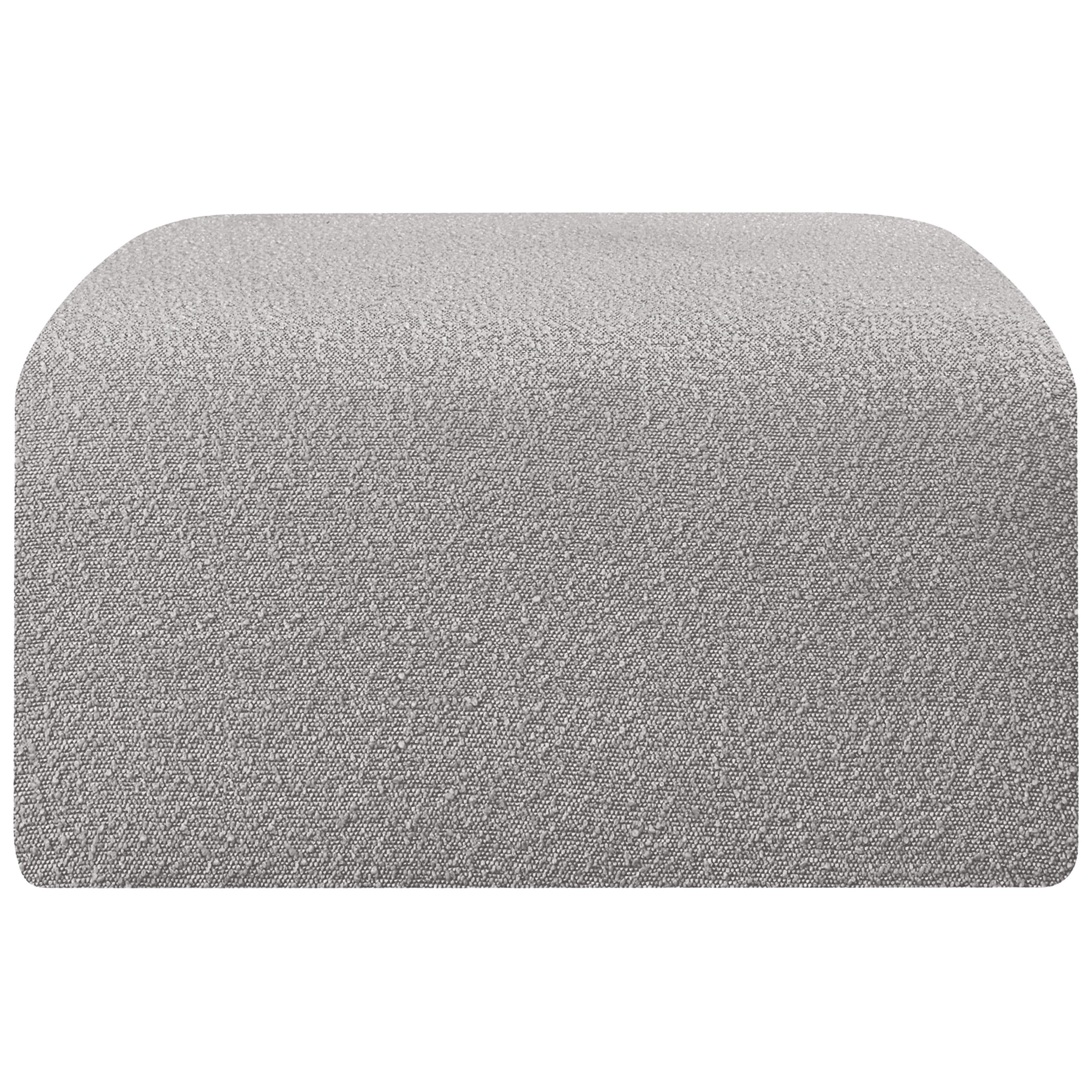 Meridian Arc Grey Boucle Fabric Ottoman