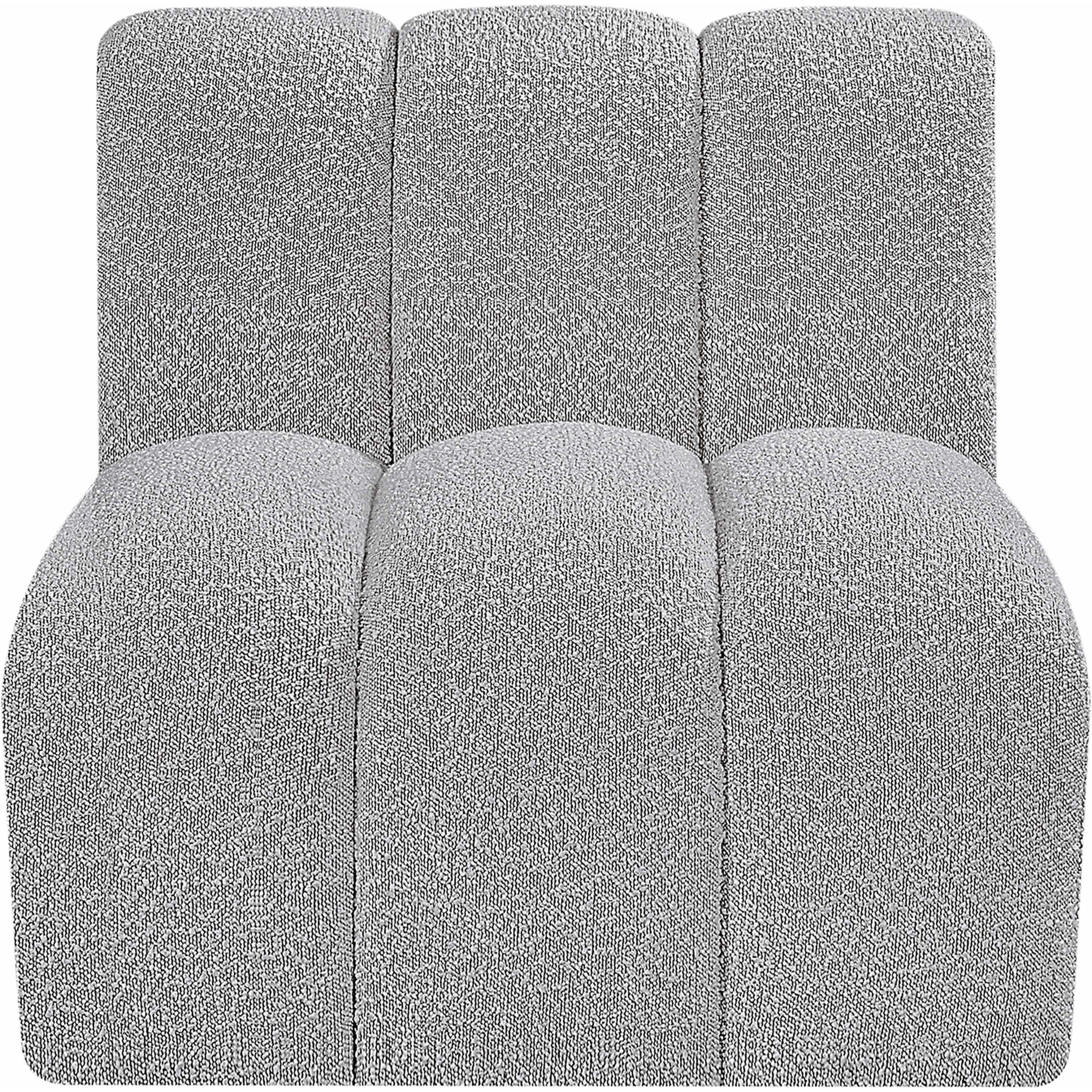 Meridian Arc Grey Boucle Fabric Straight Chair