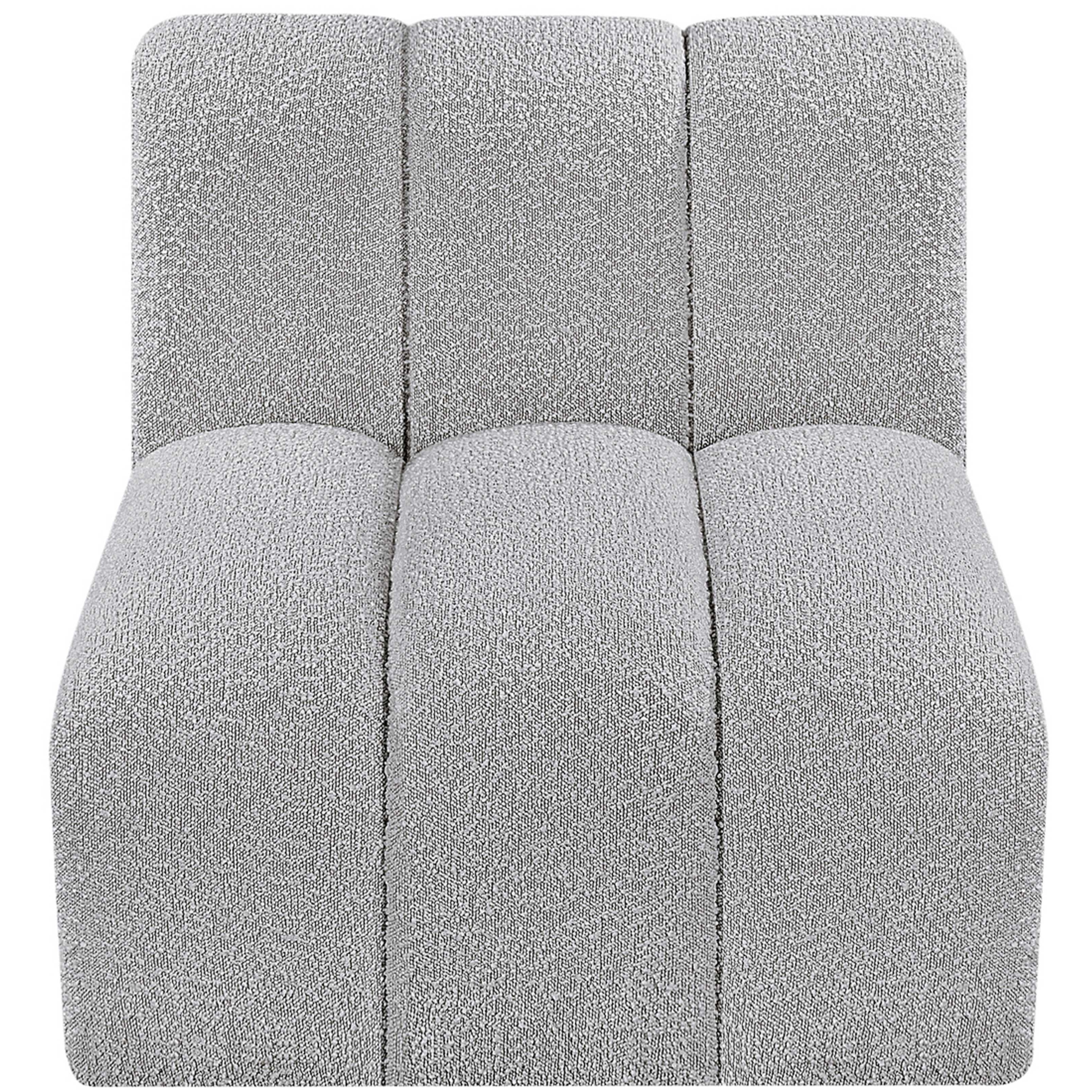 Meridian Arc Grey Boucle Fabric Straight Chair