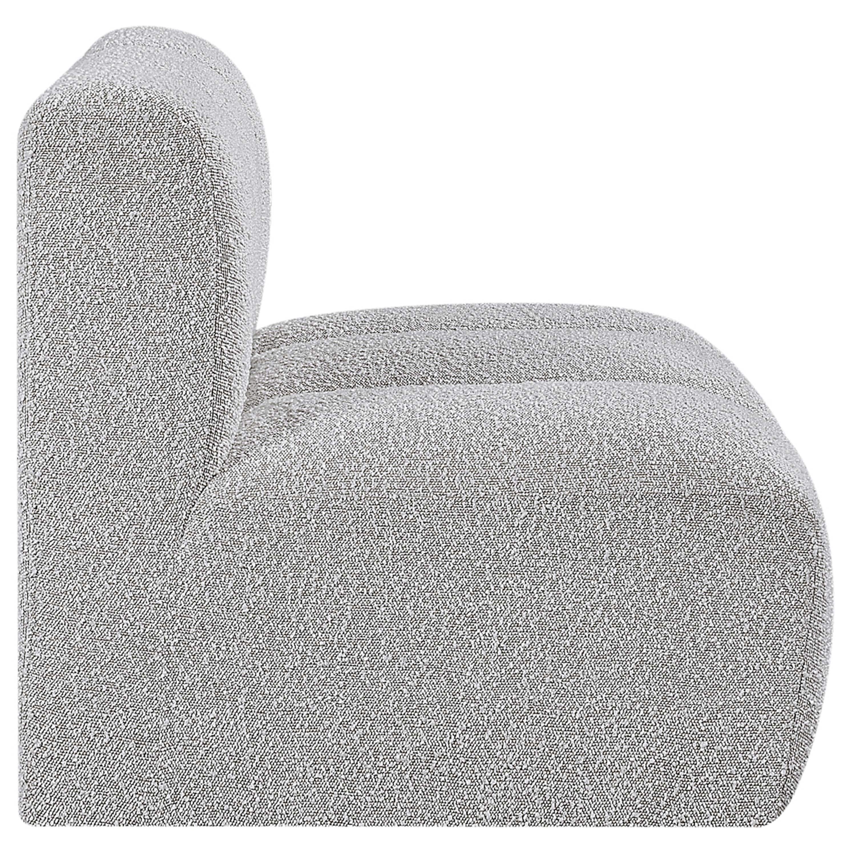 Meridian Arc Grey Boucle Fabric Straight Chair