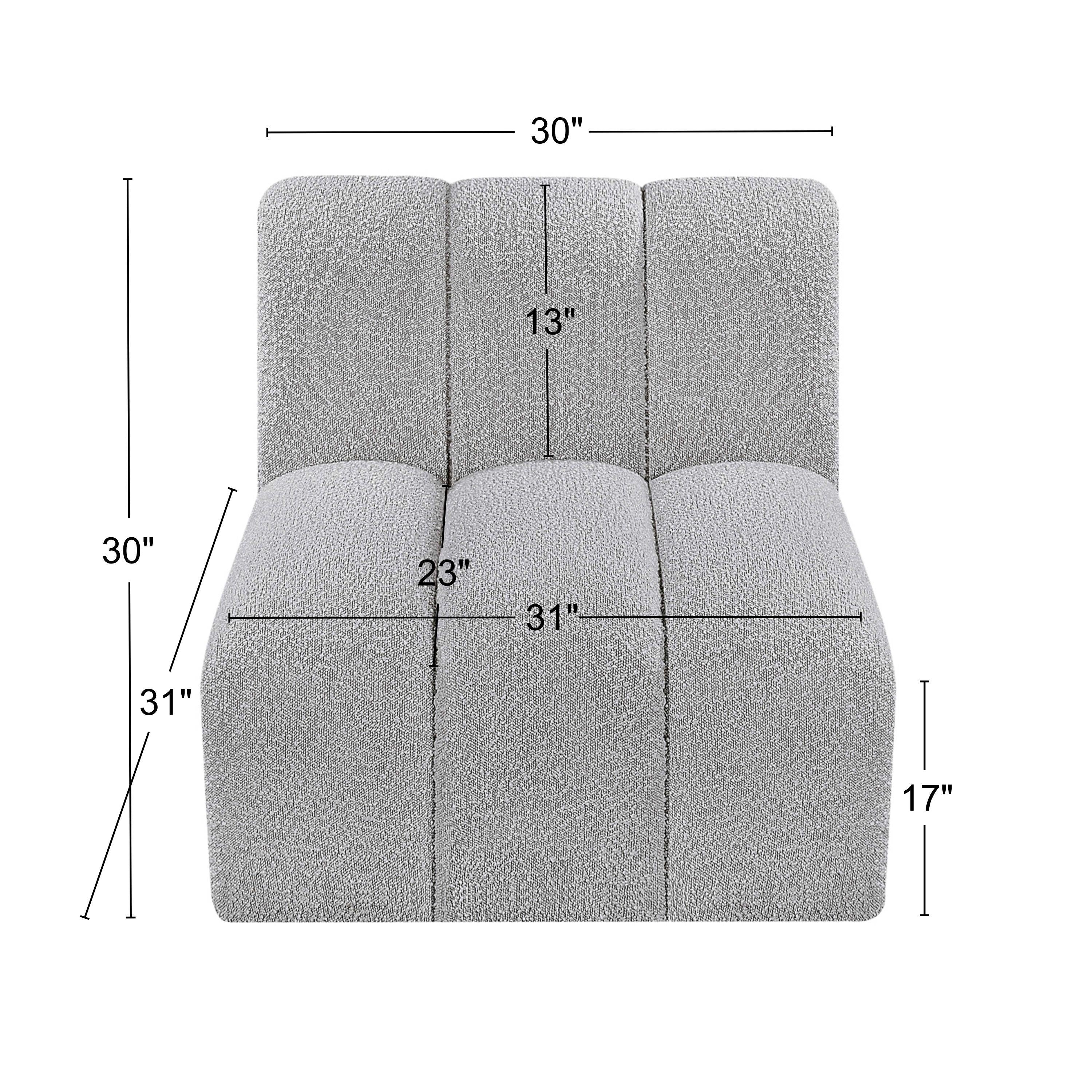 Meridian Arc Grey Boucle Fabric Straight Chair