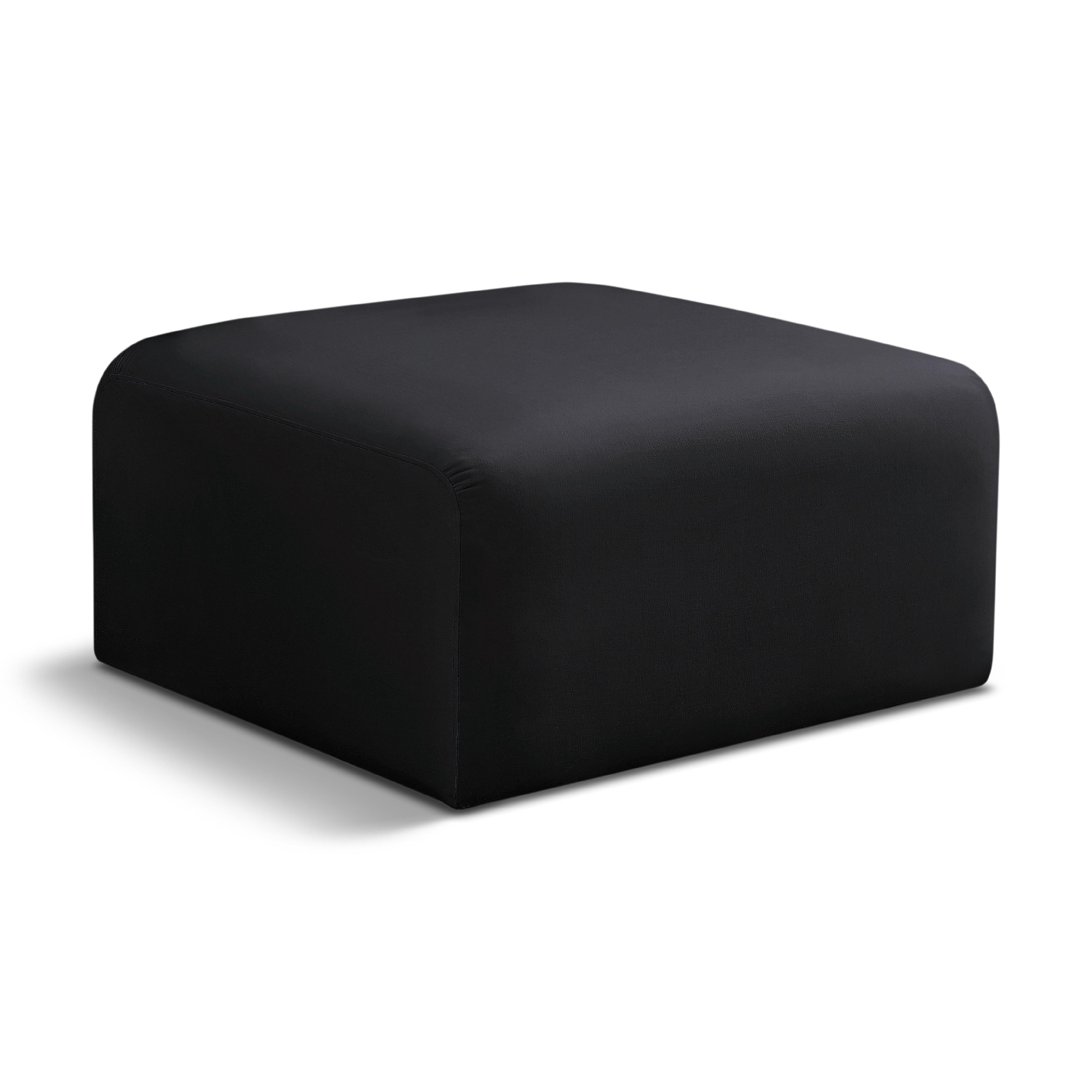 Meridian Arc Black Velvet Ottoman