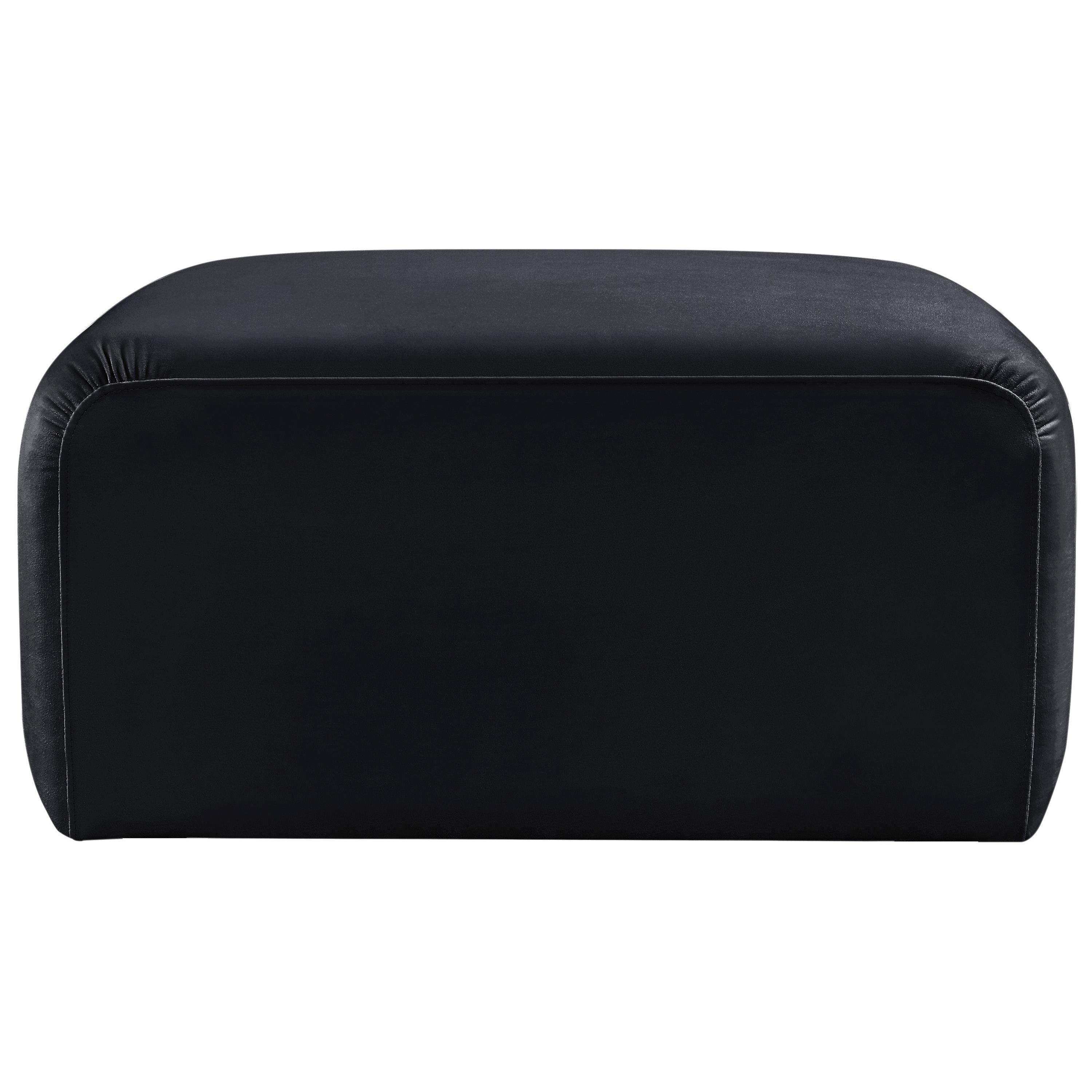 Meridian Arc Black Velvet Ottoman