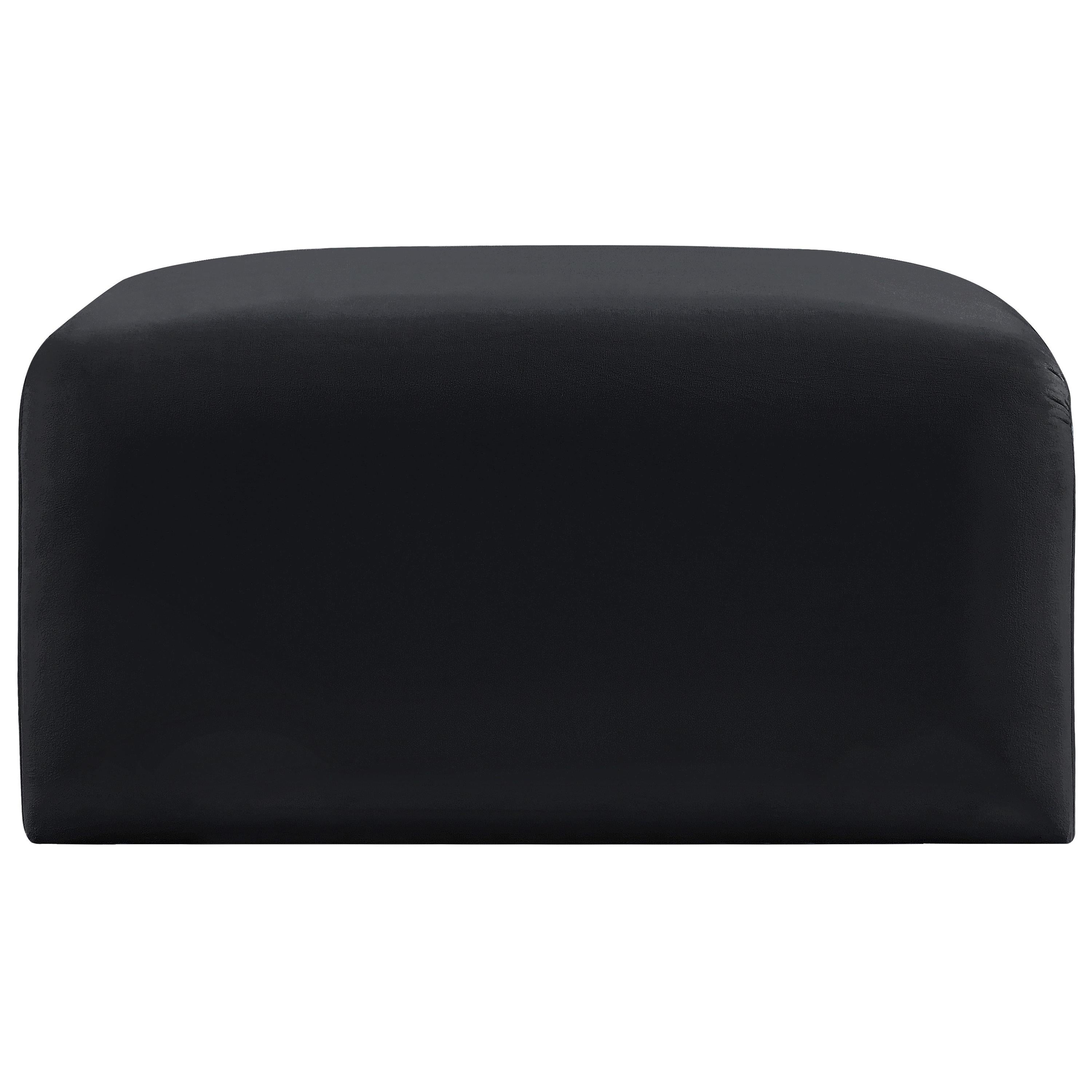 Meridian Arc Black Velvet Ottoman