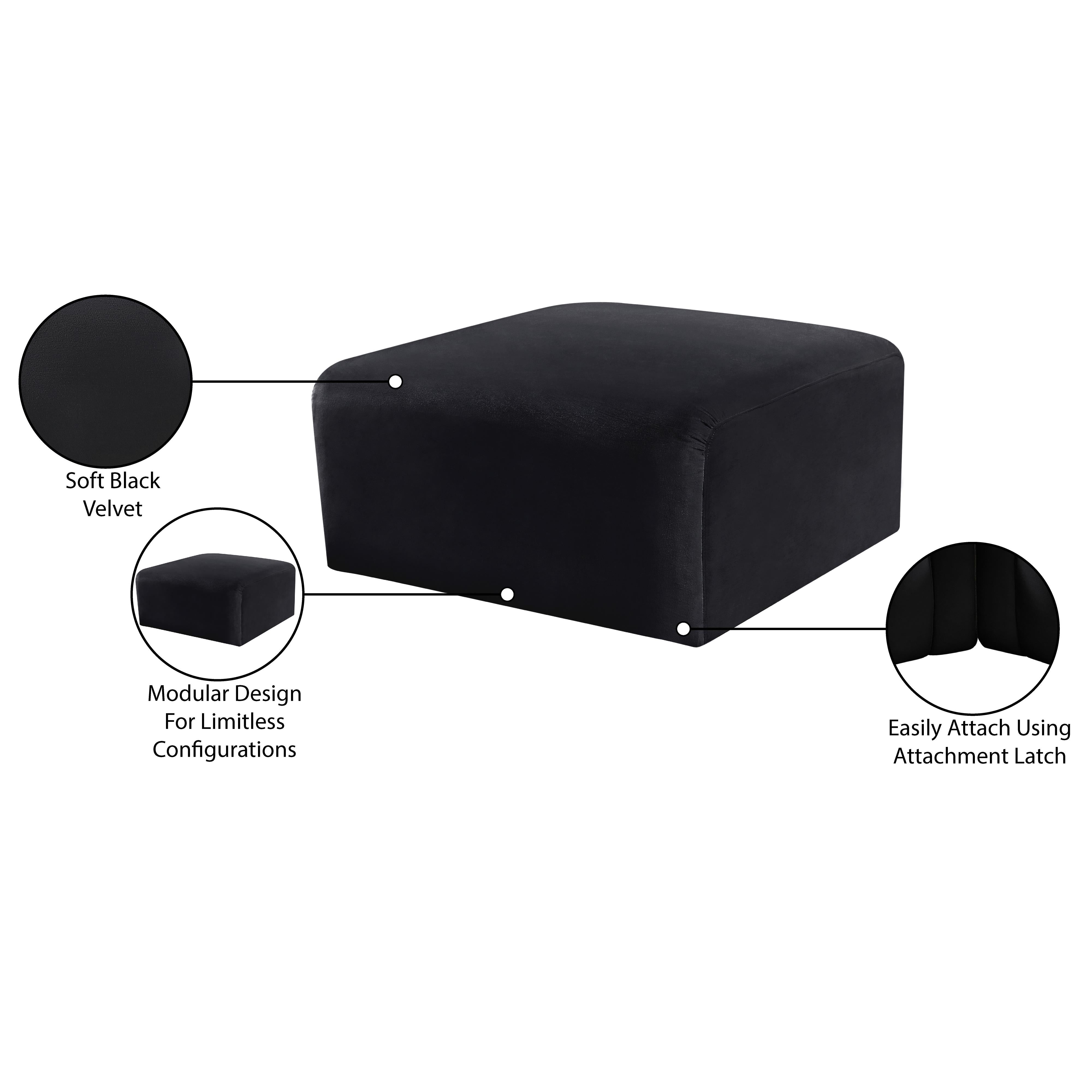 Meridian Arc Black Velvet Ottoman