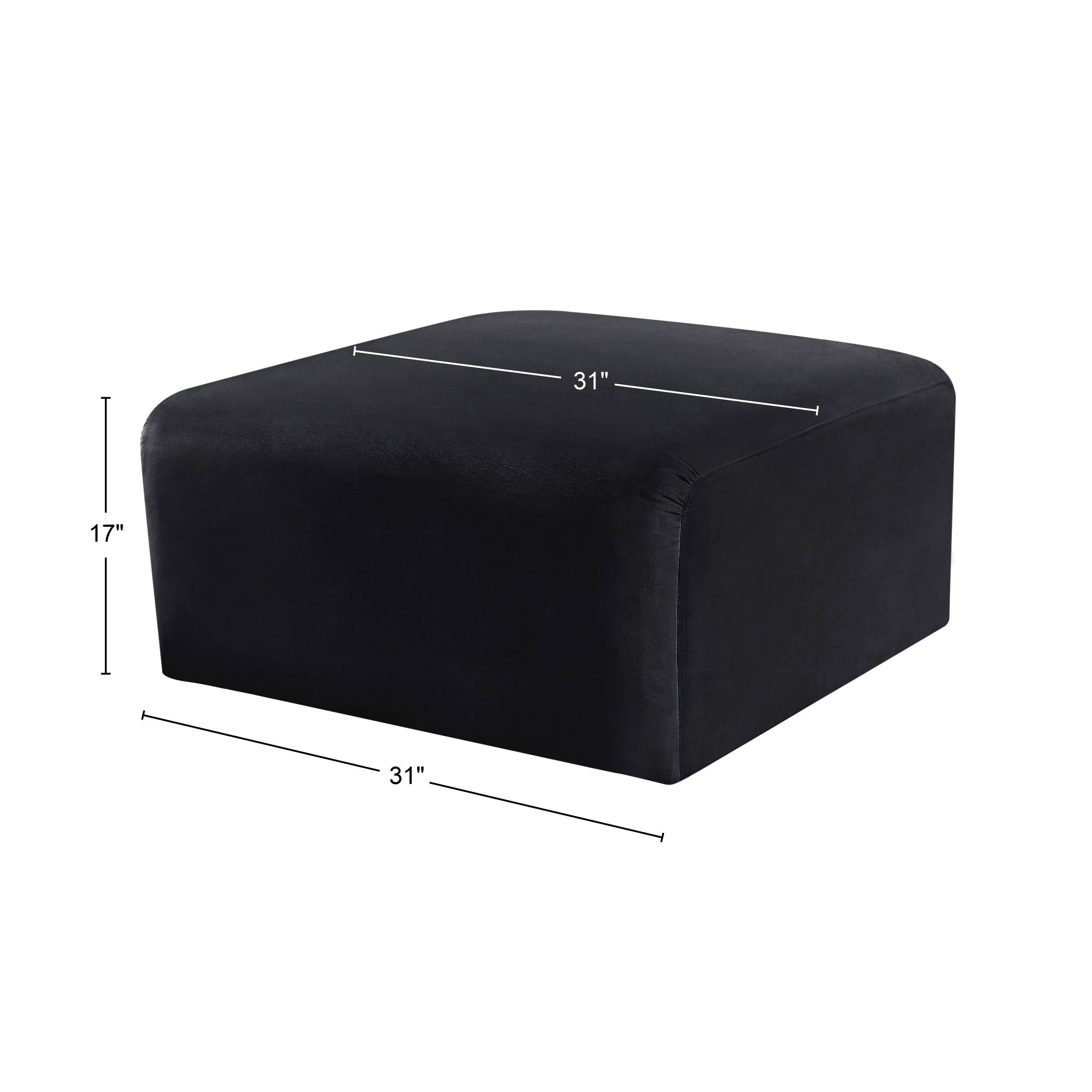 Meridian Arc Black Velvet Ottoman