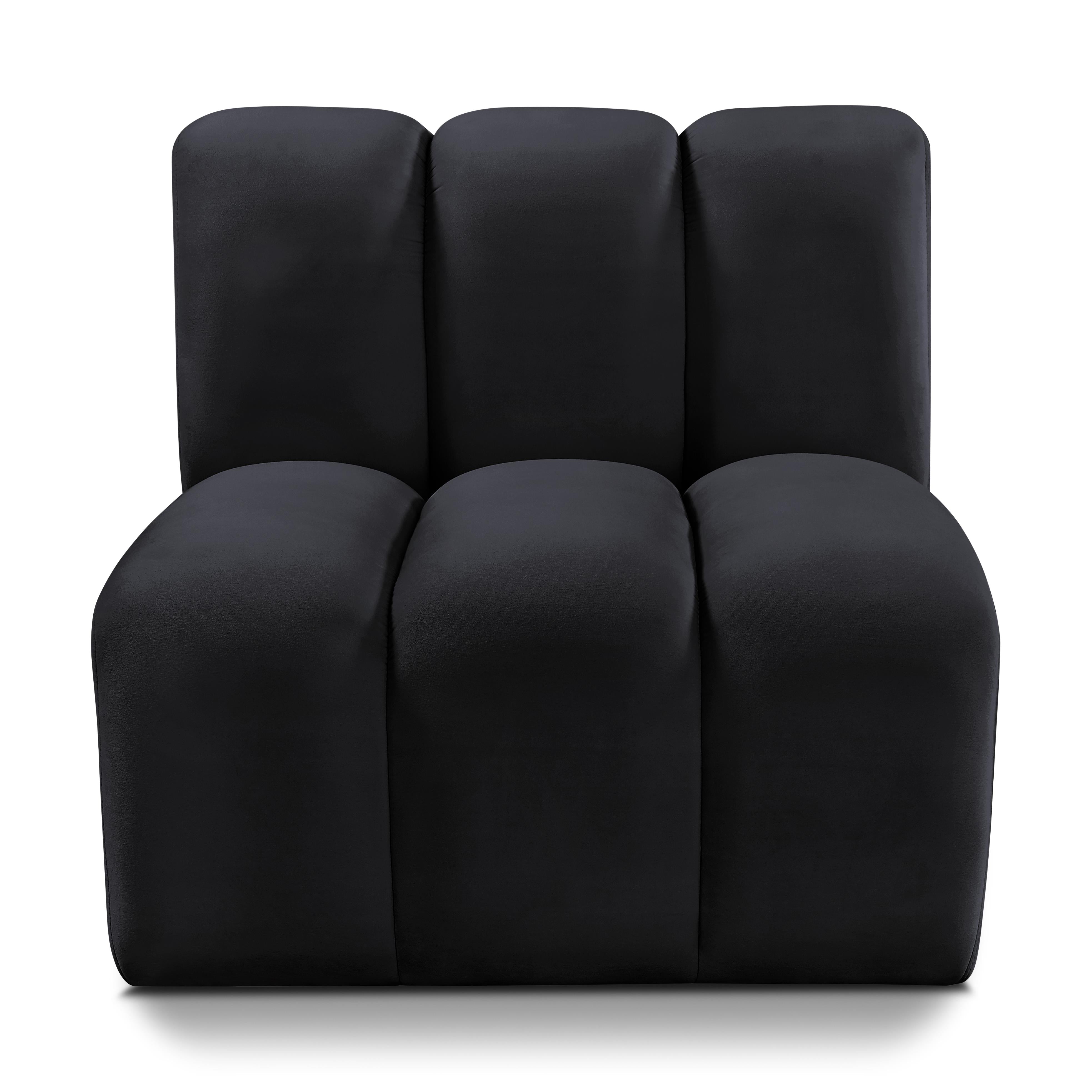 Meridian Arc Black Velvet Straight Chair