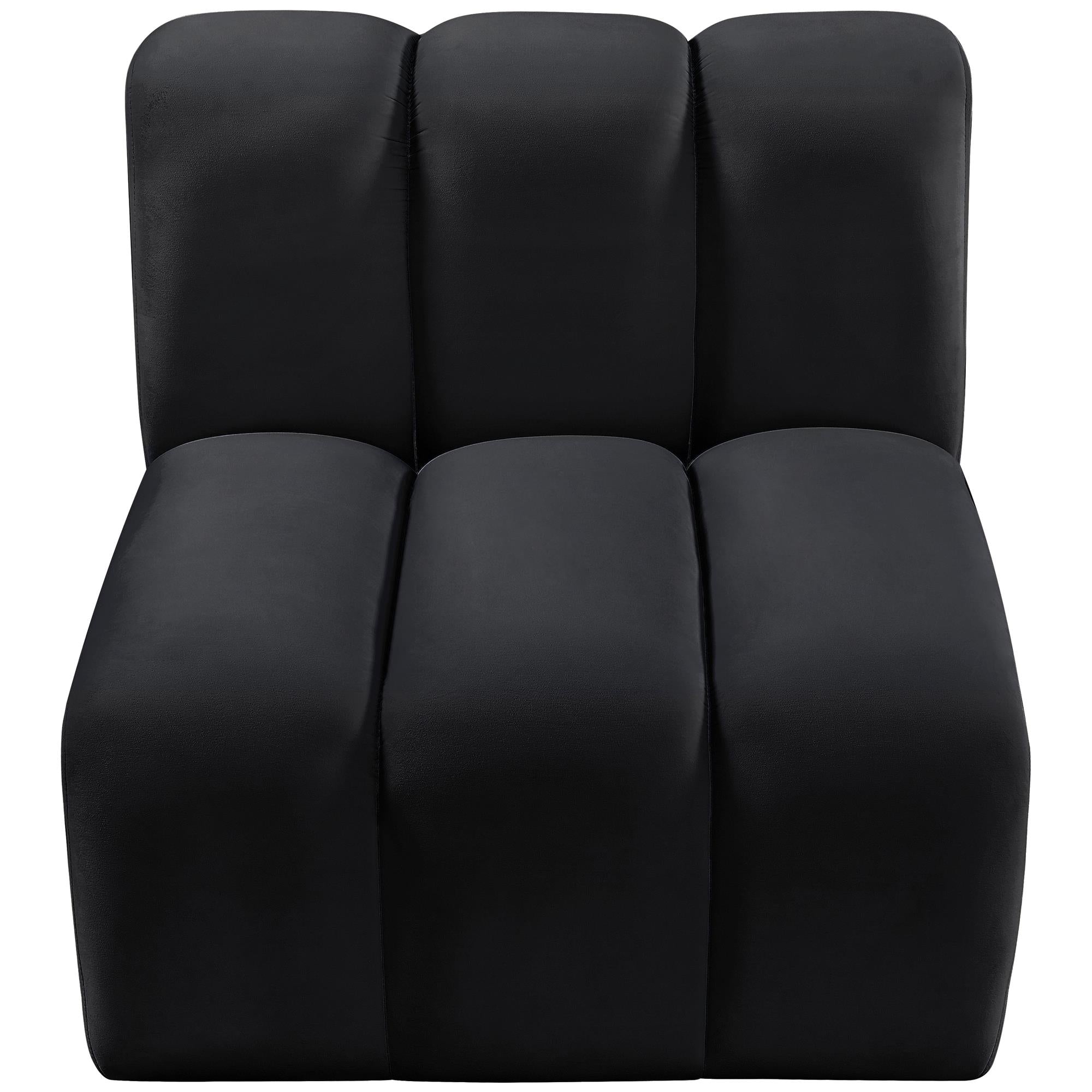 Meridian Arc Black Velvet Straight Chair