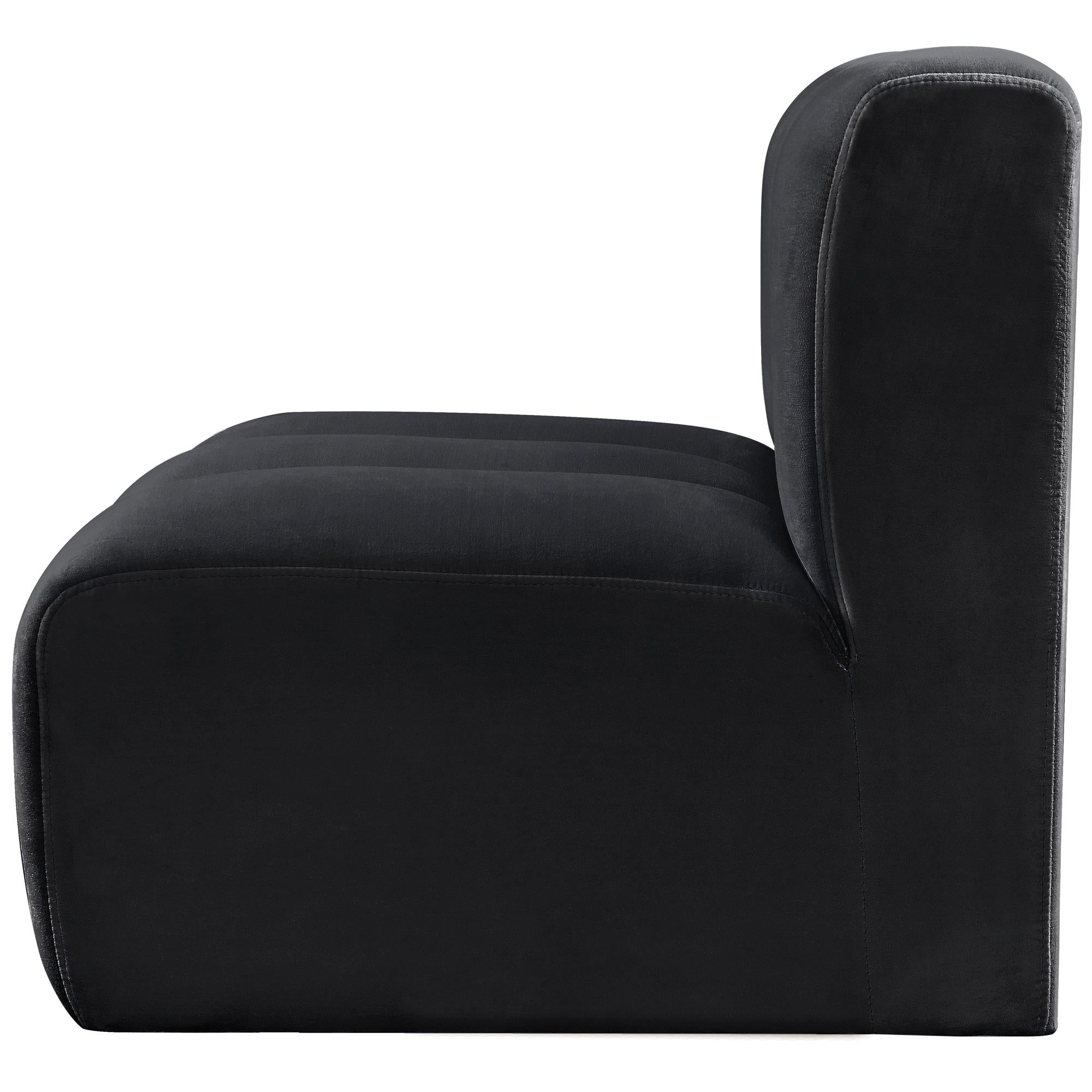 Meridian Arc Black Velvet Straight Chair