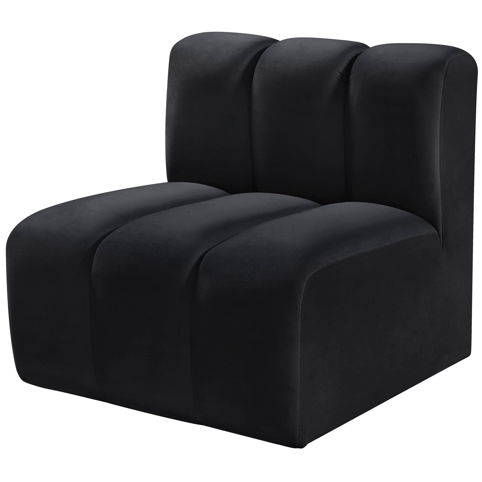 Meridian Arc Black Velvet Straight Chair