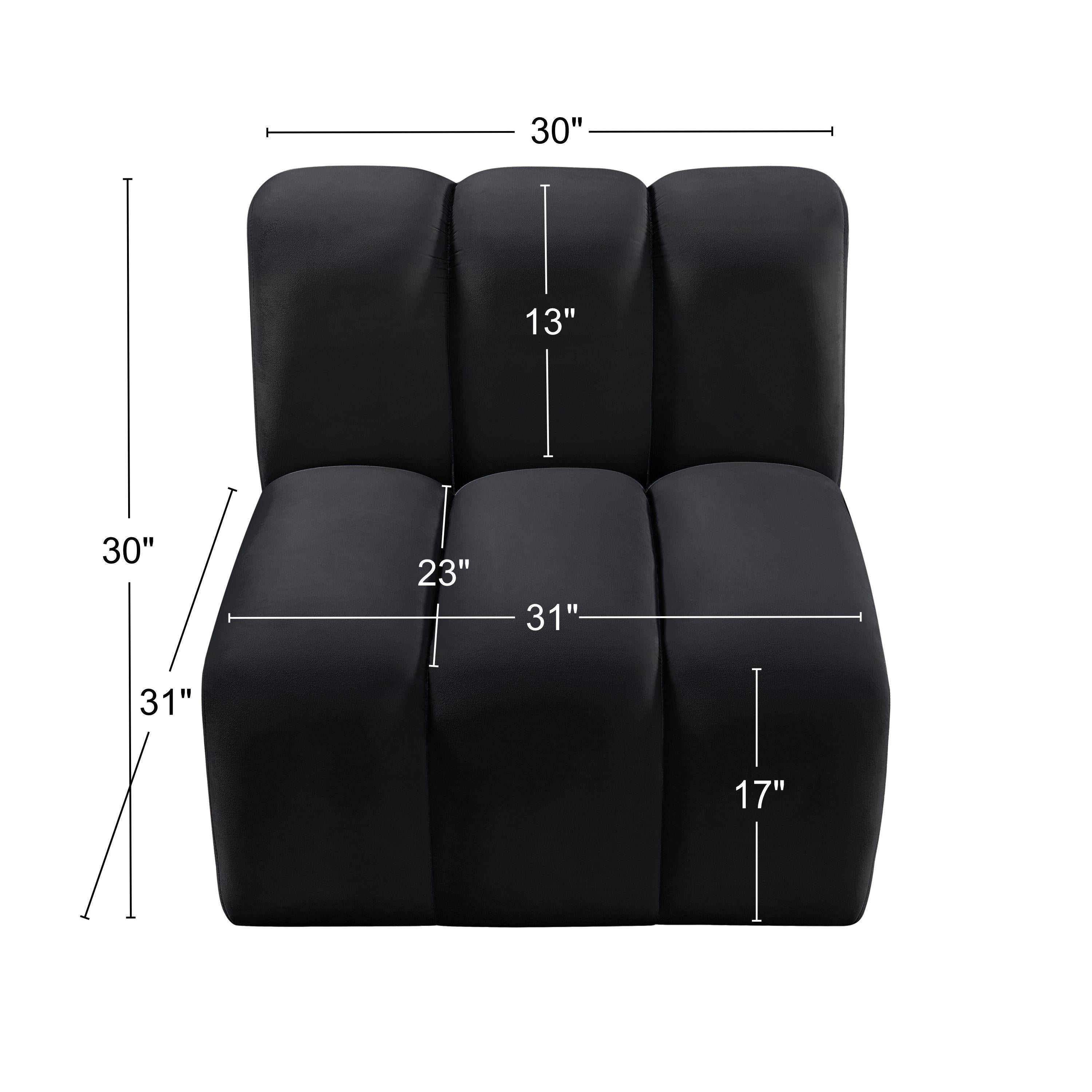 Meridian Arc Black Velvet Straight Chair