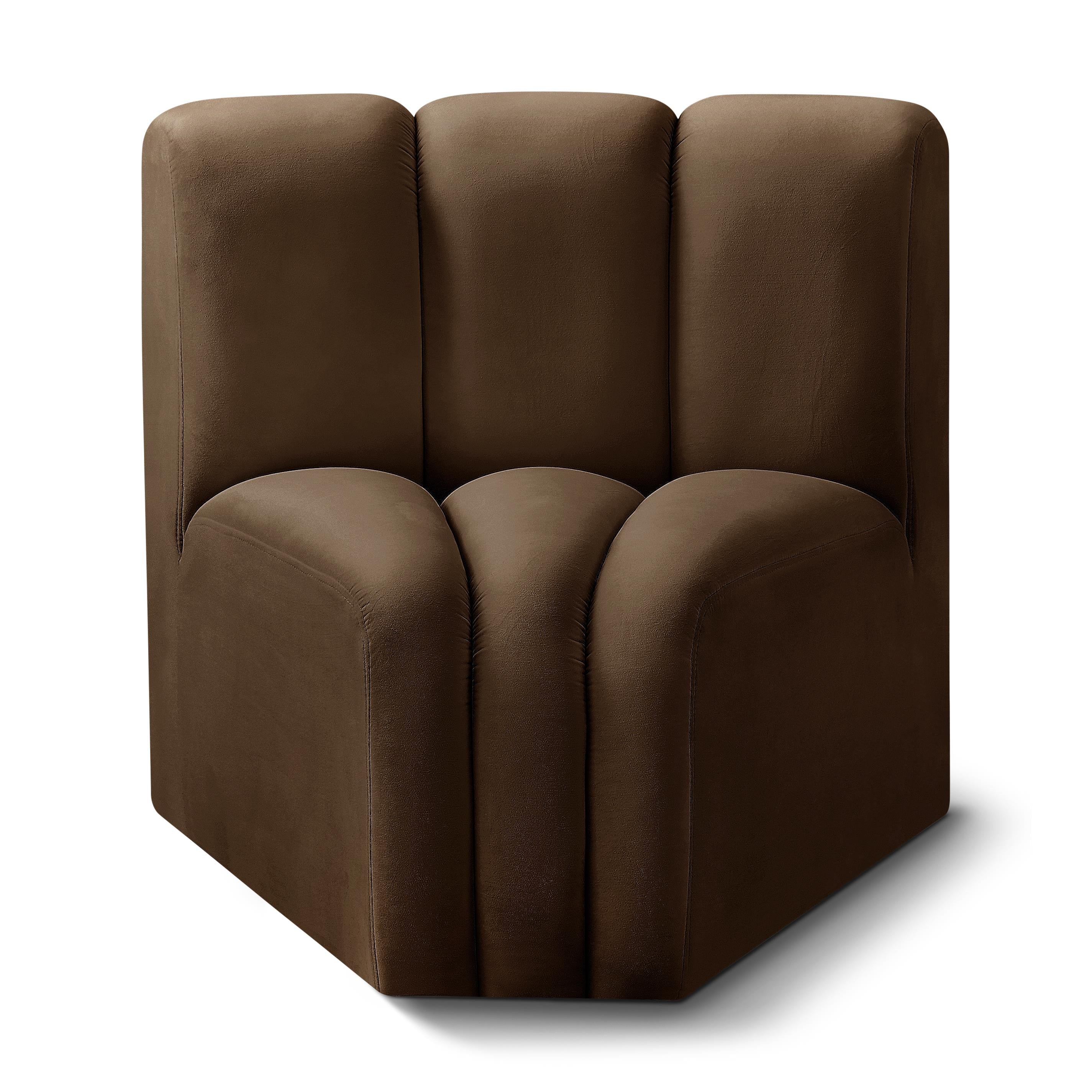 Meridian Arc Brown Velvet Curved Corner