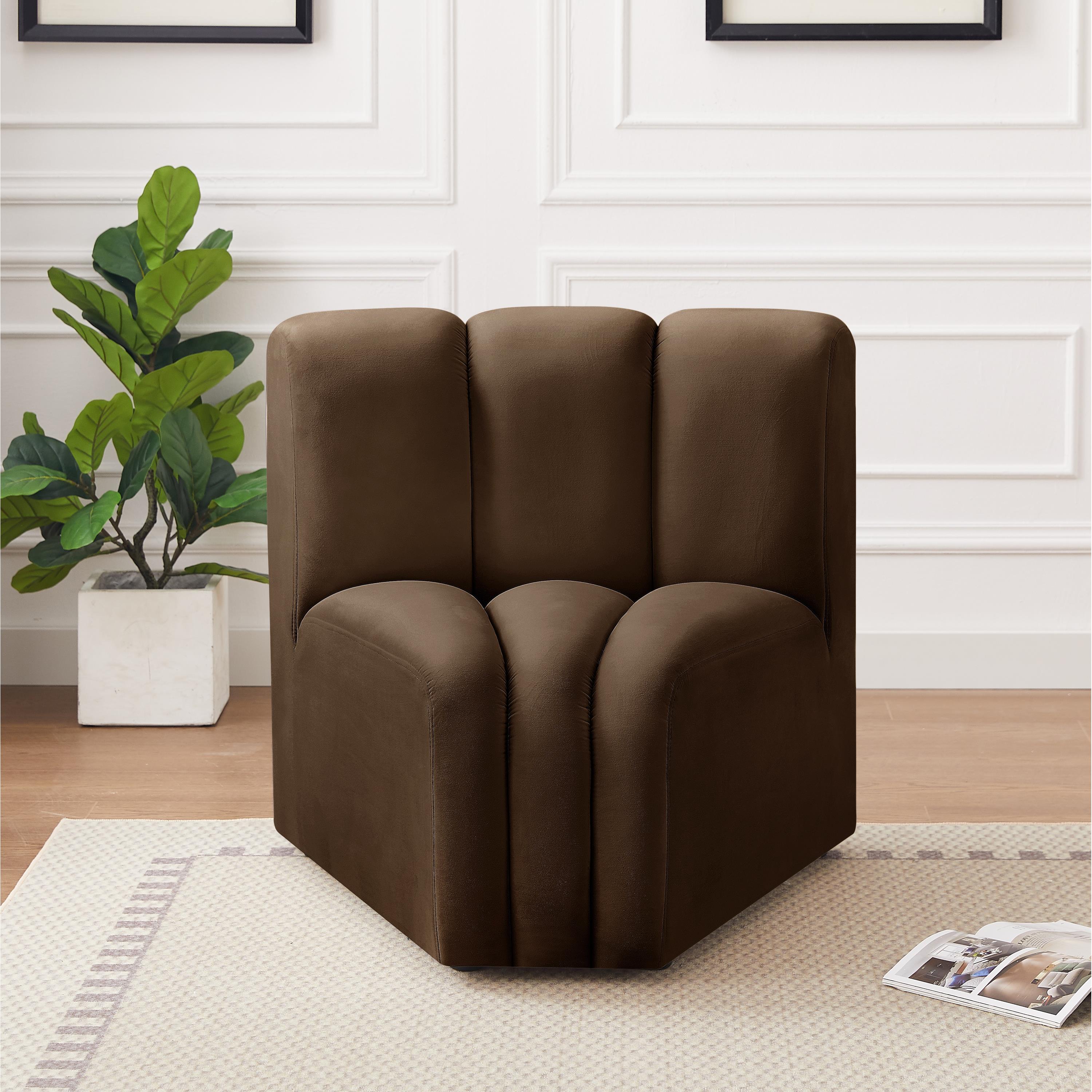 Meridian Arc Brown Velvet Curved Corner