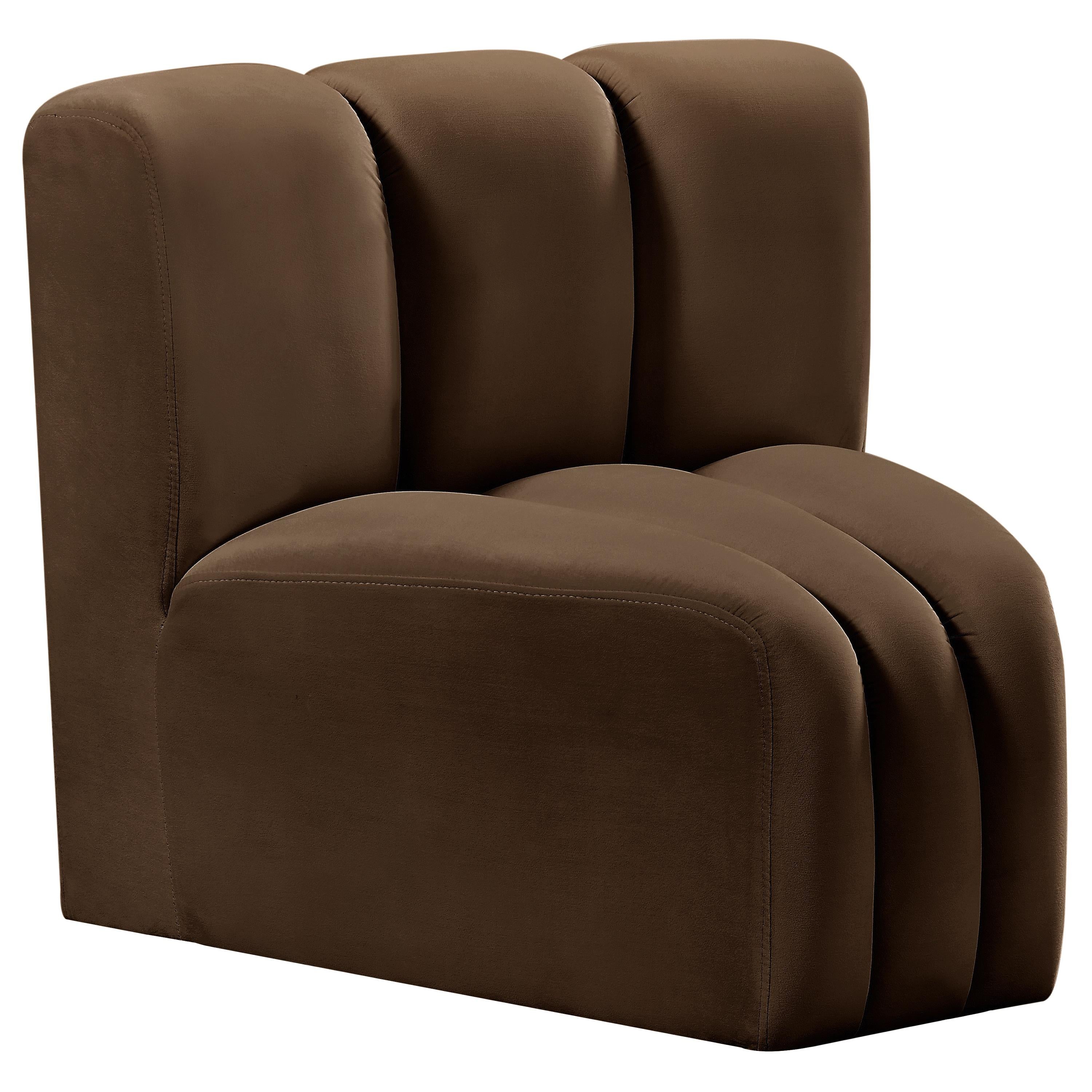 Meridian Arc Brown Velvet Curved Corner