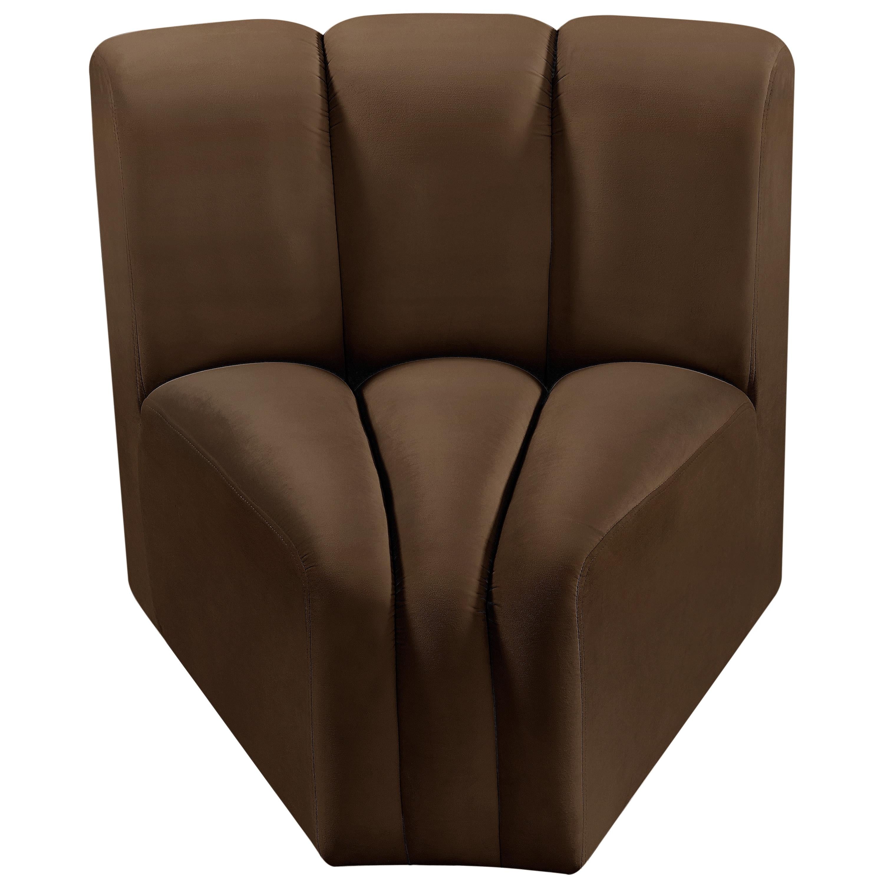 Meridian Arc Brown Velvet Curved Corner