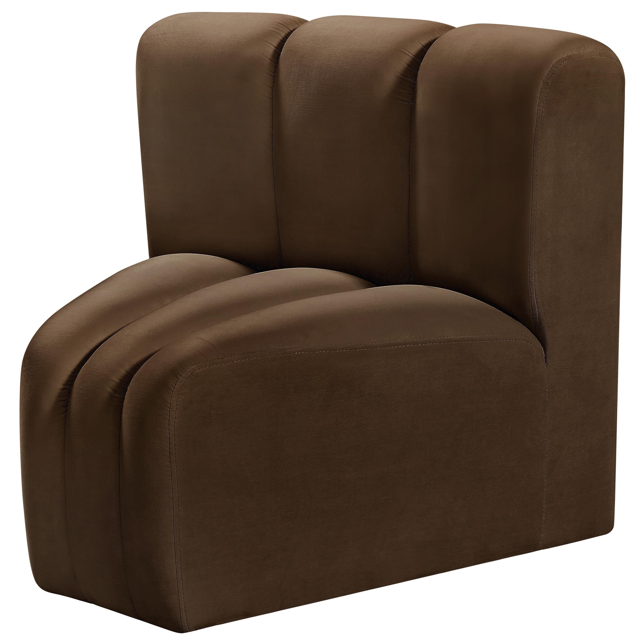 Meridian Arc Brown Velvet Curved Corner