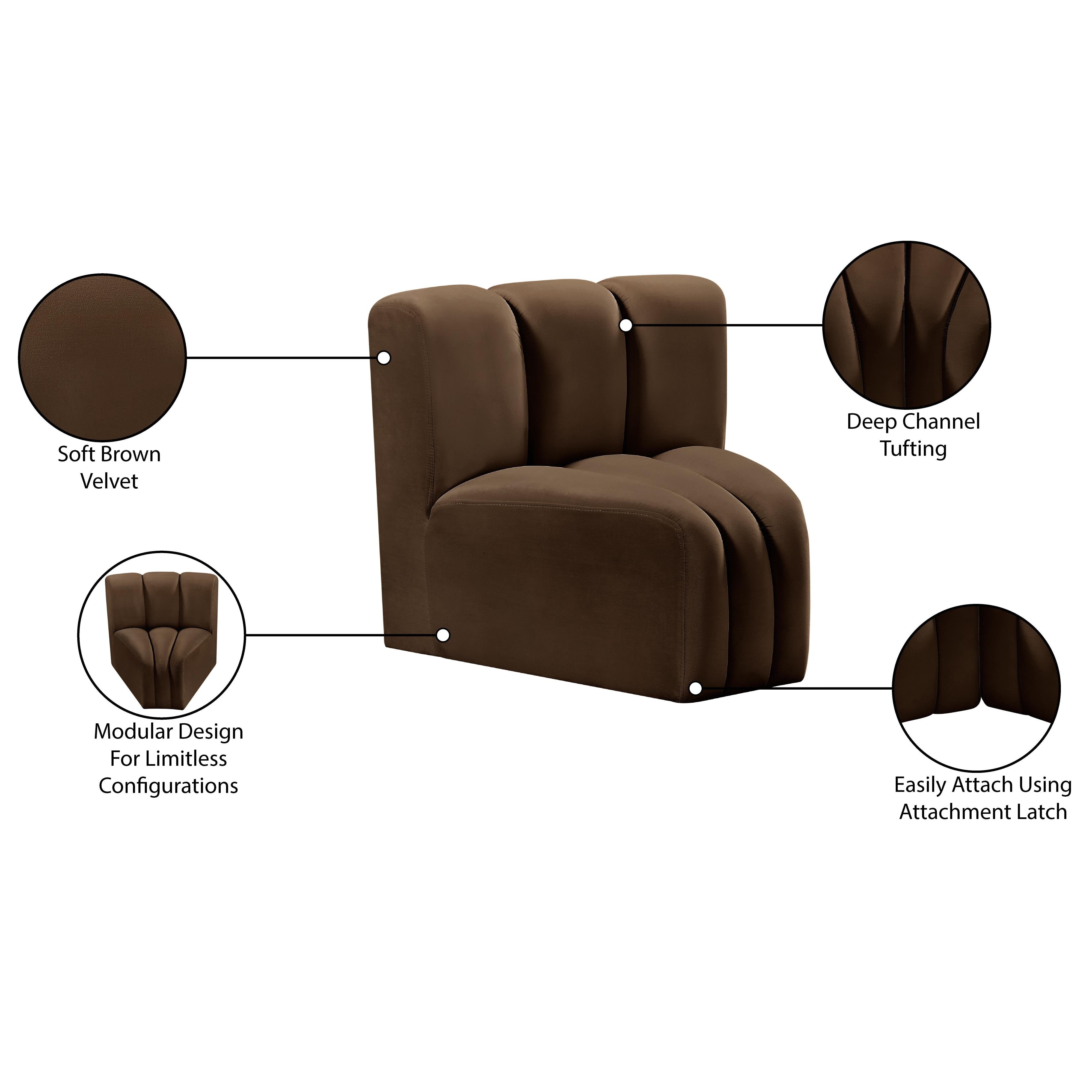 Meridian Arc Brown Velvet Curved Corner