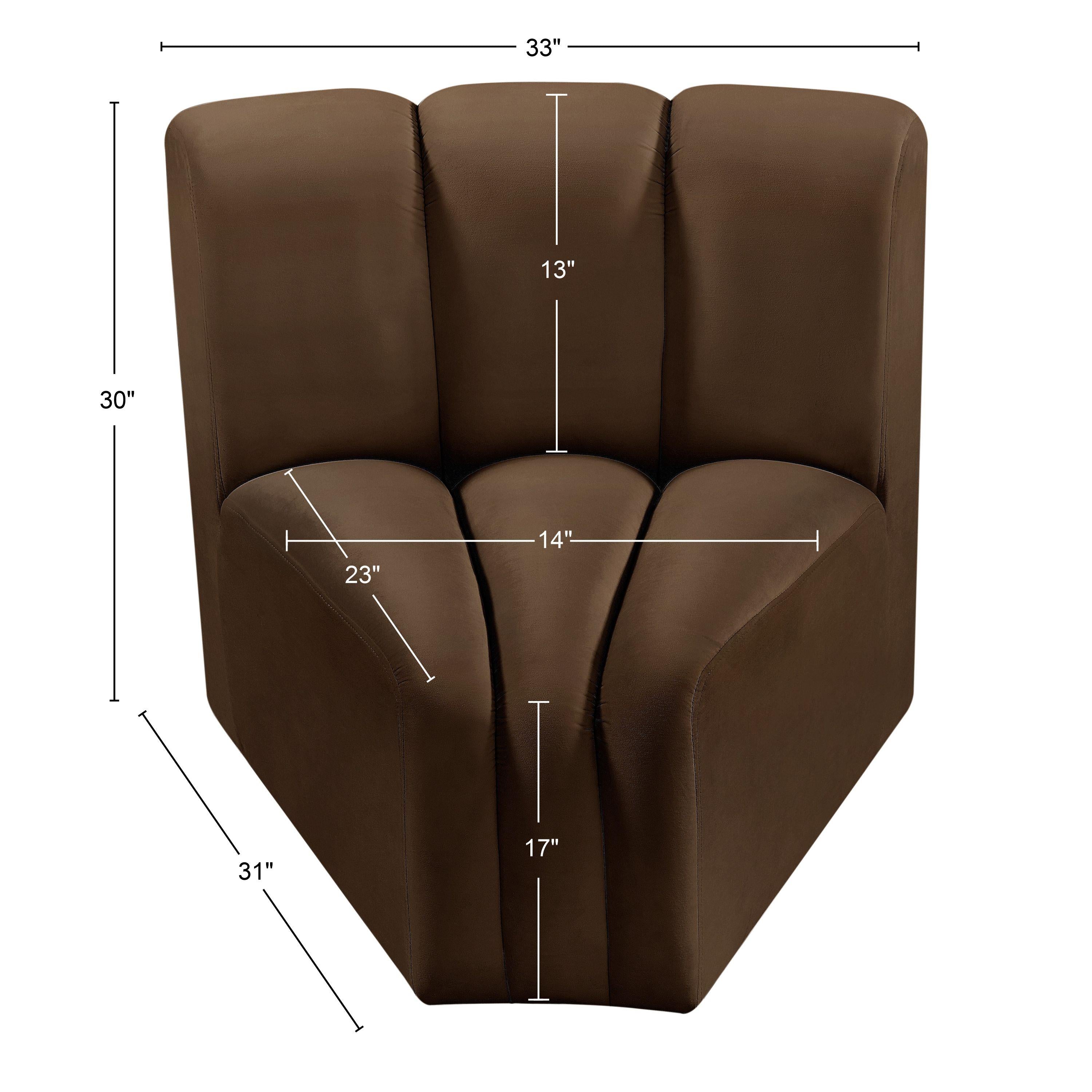 Meridian Arc Brown Velvet Curved Corner