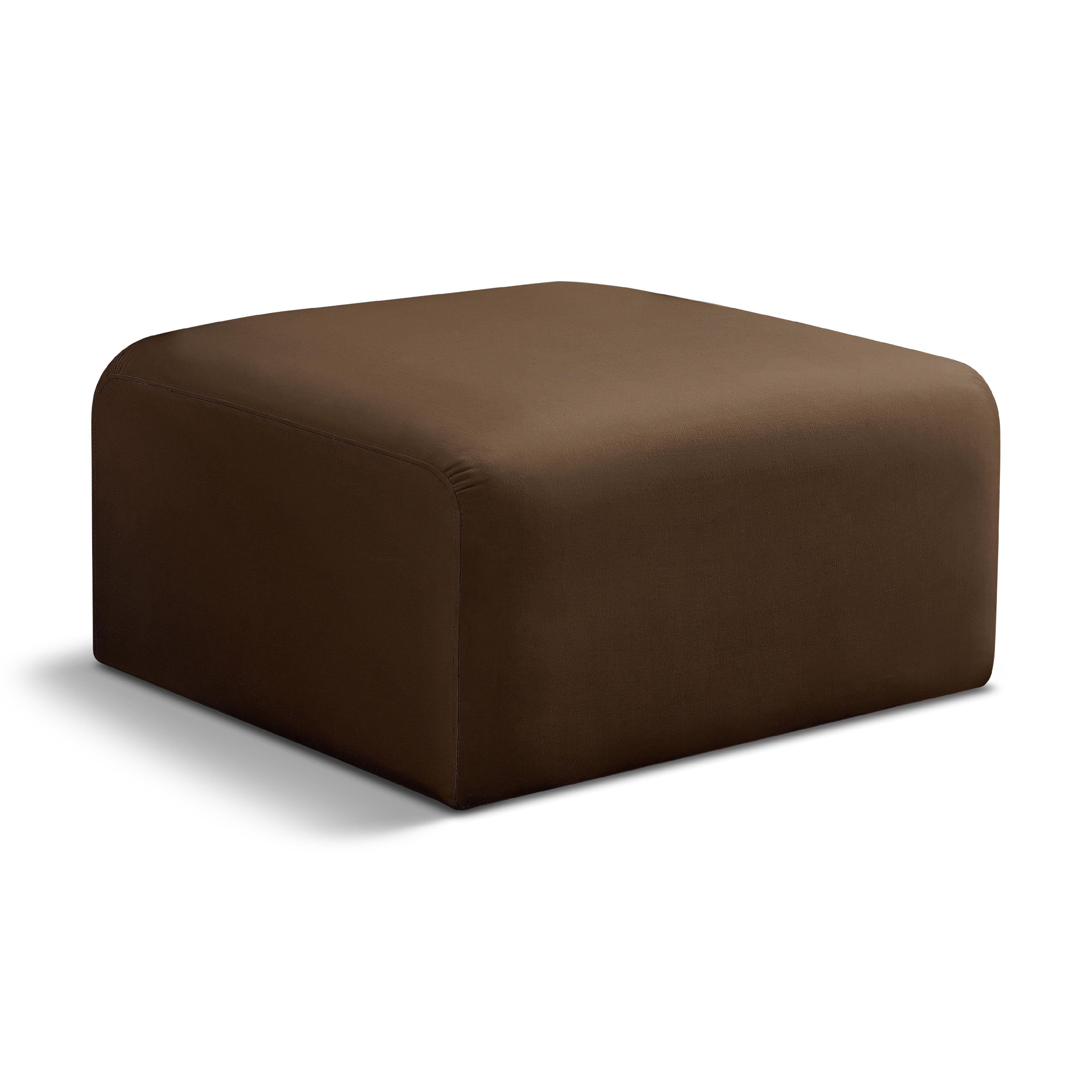 Meridian Arc Brown Velvet Ottoman