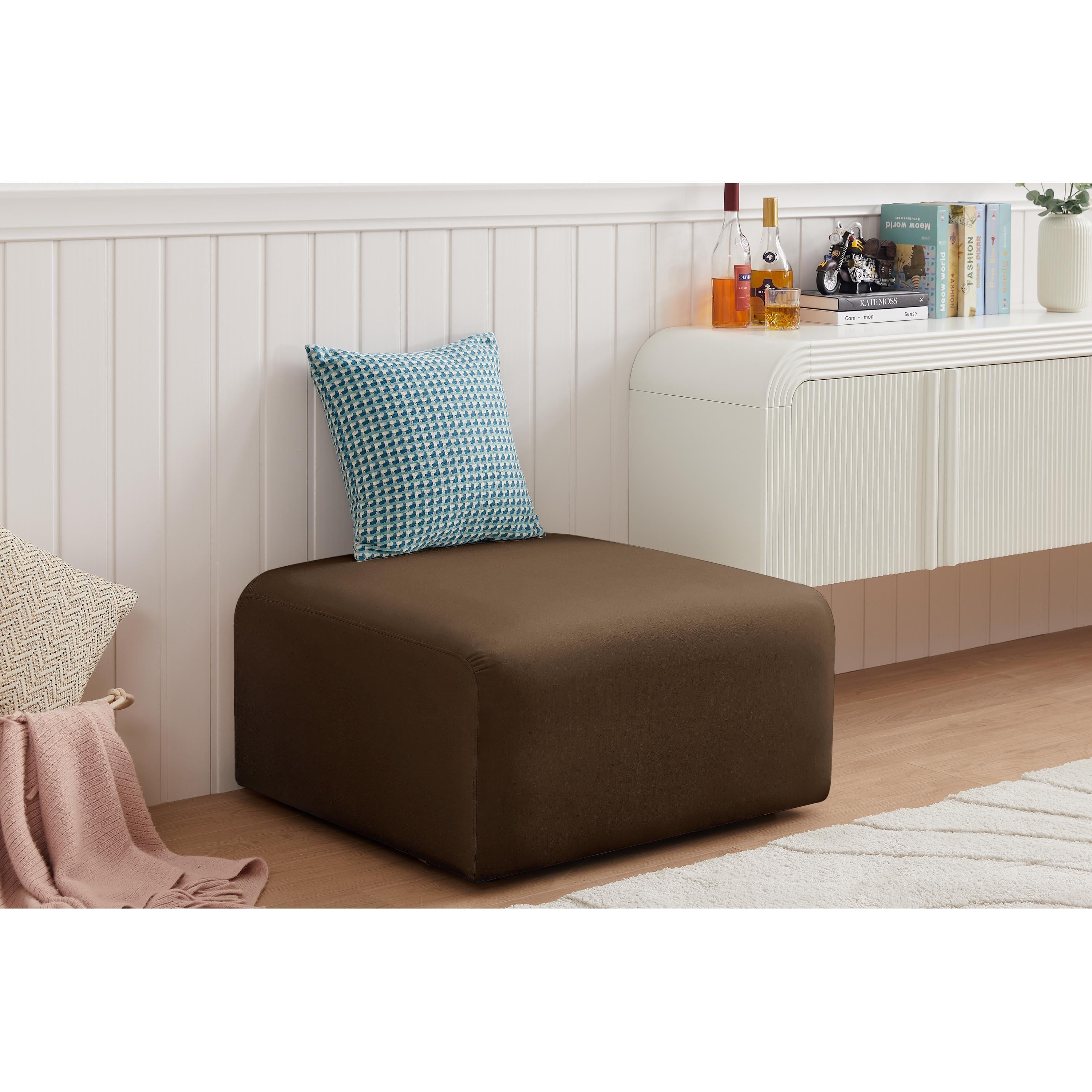 Meridian Arc Brown Velvet Ottoman