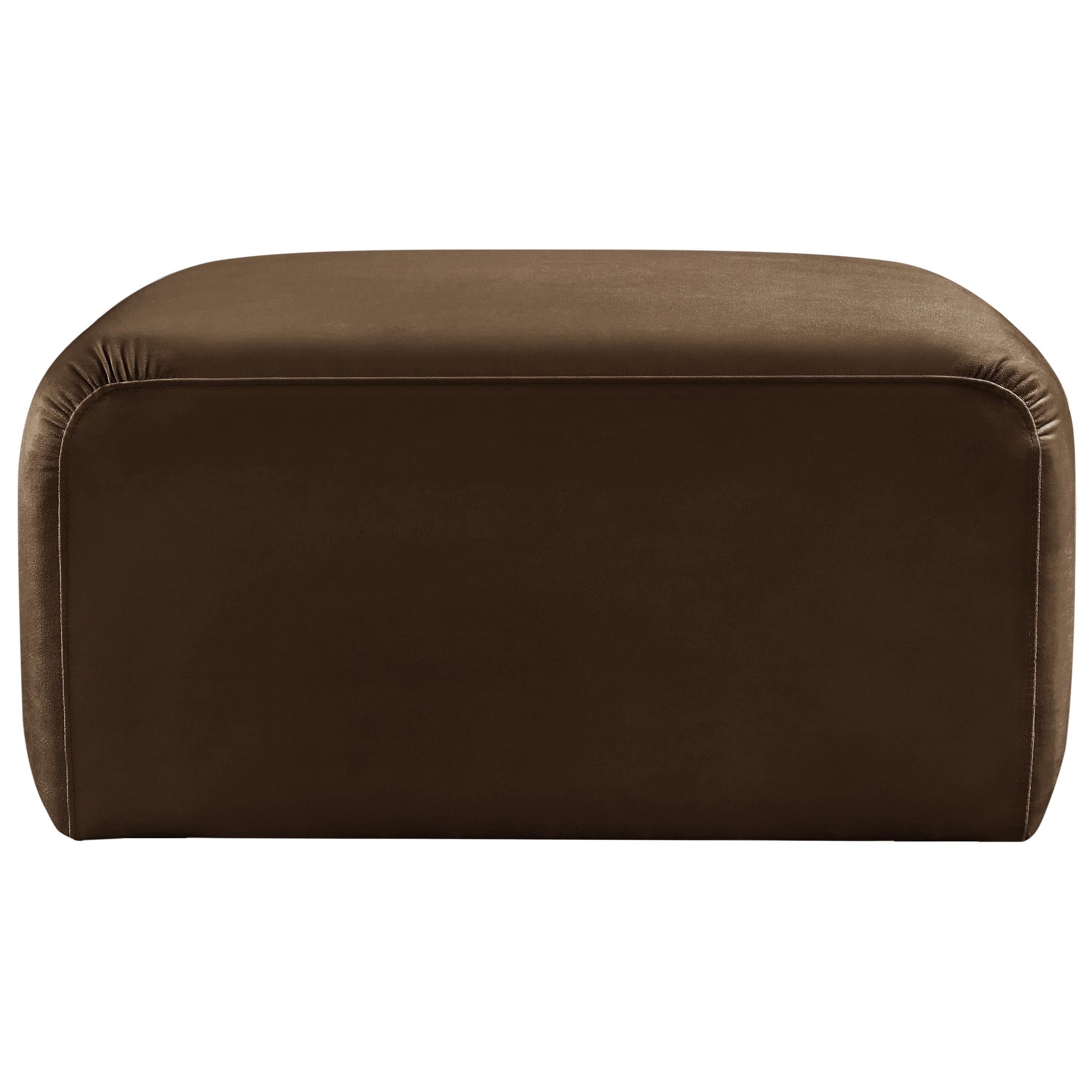 Meridian Arc Brown Velvet Ottoman