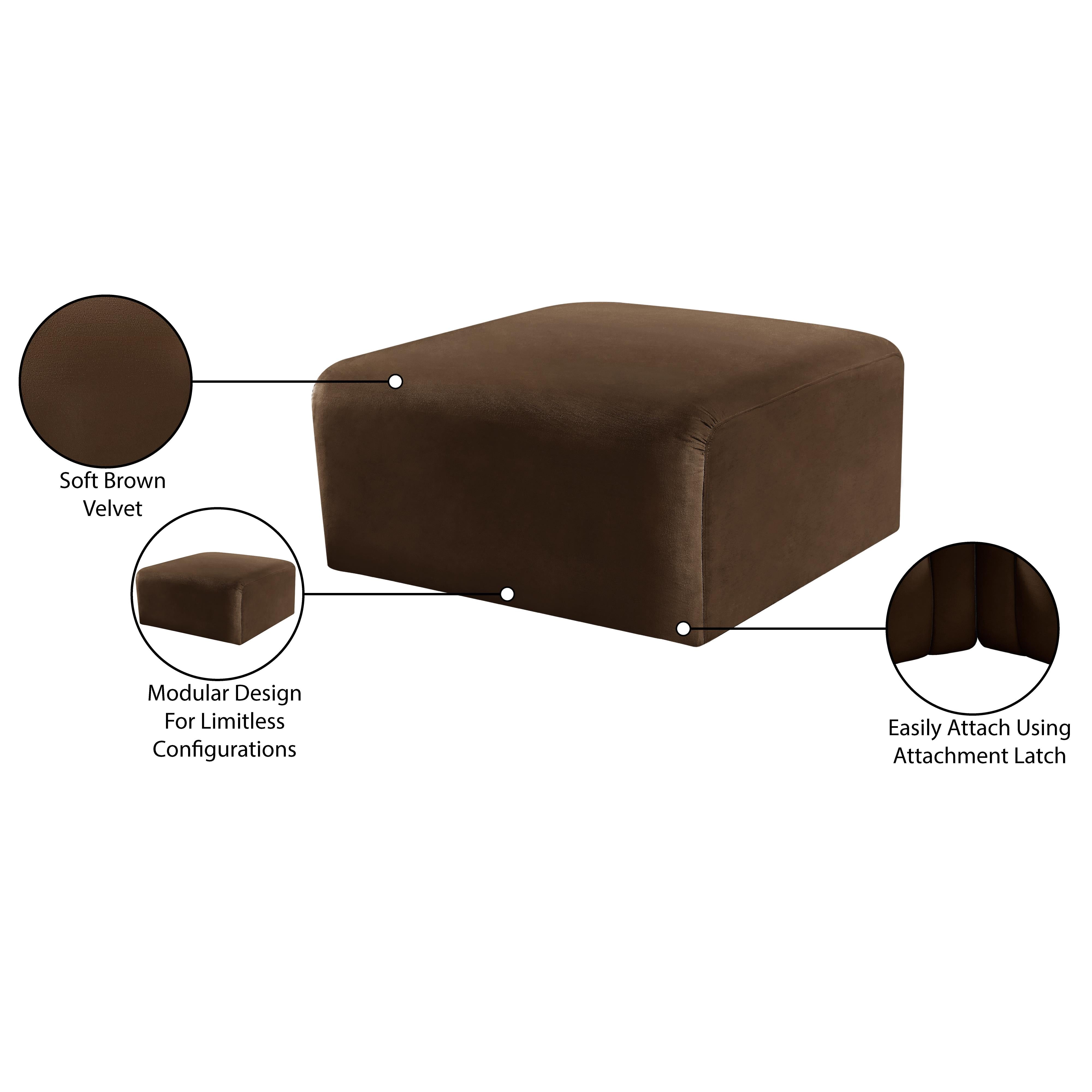 Meridian Arc Brown Velvet Ottoman