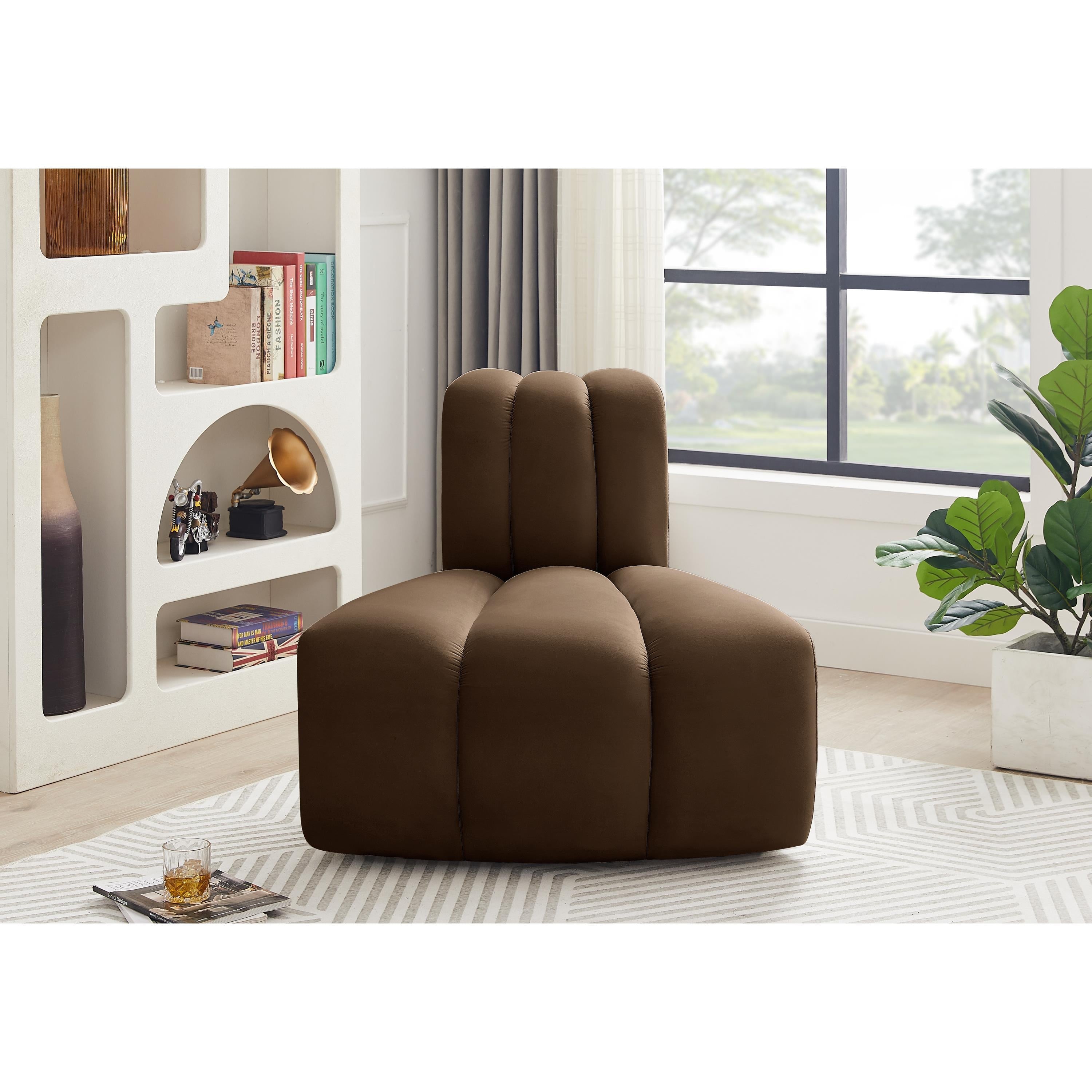 Meridian Arc Brown Velvet Reverse Corner