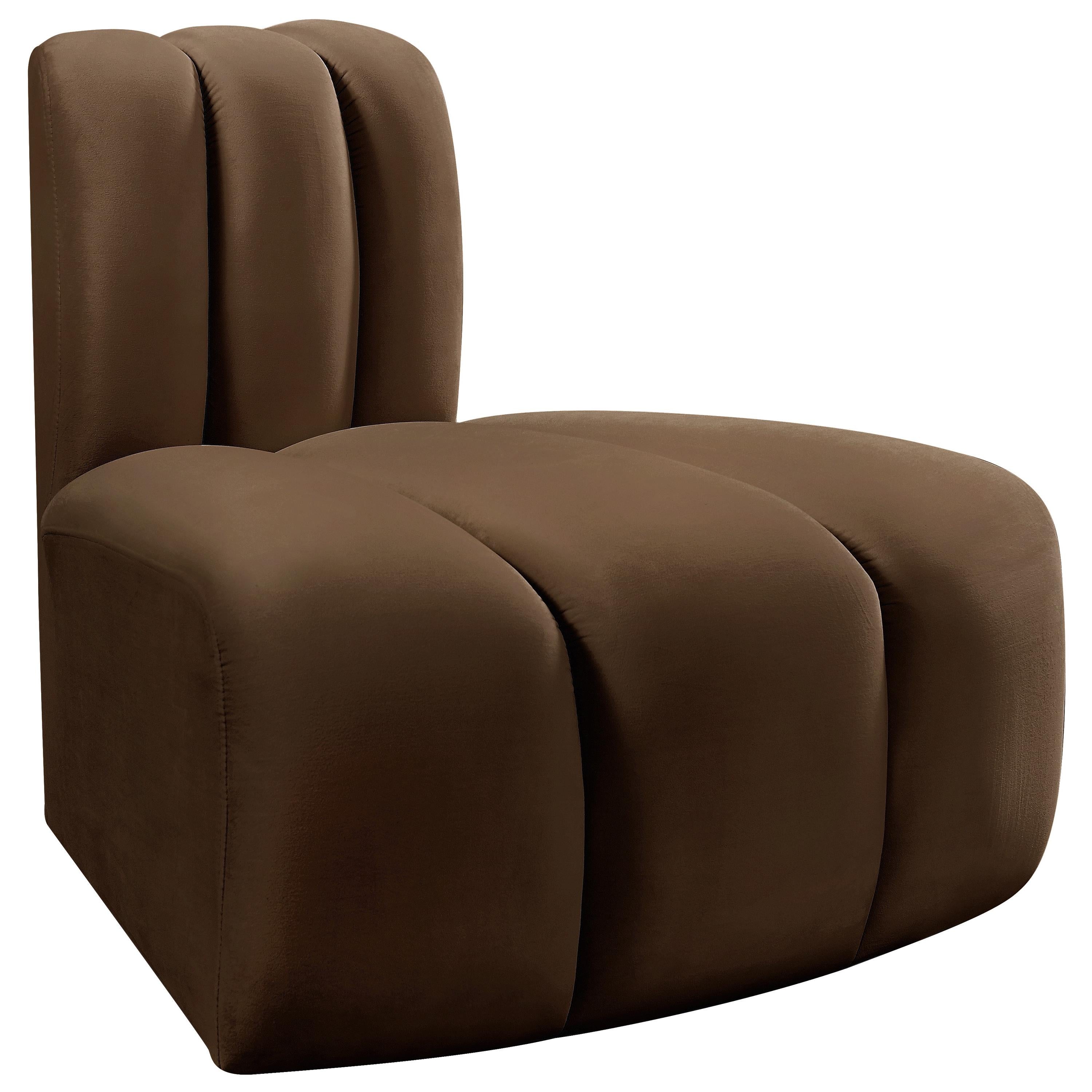 Meridian Arc Brown Velvet Reverse Corner