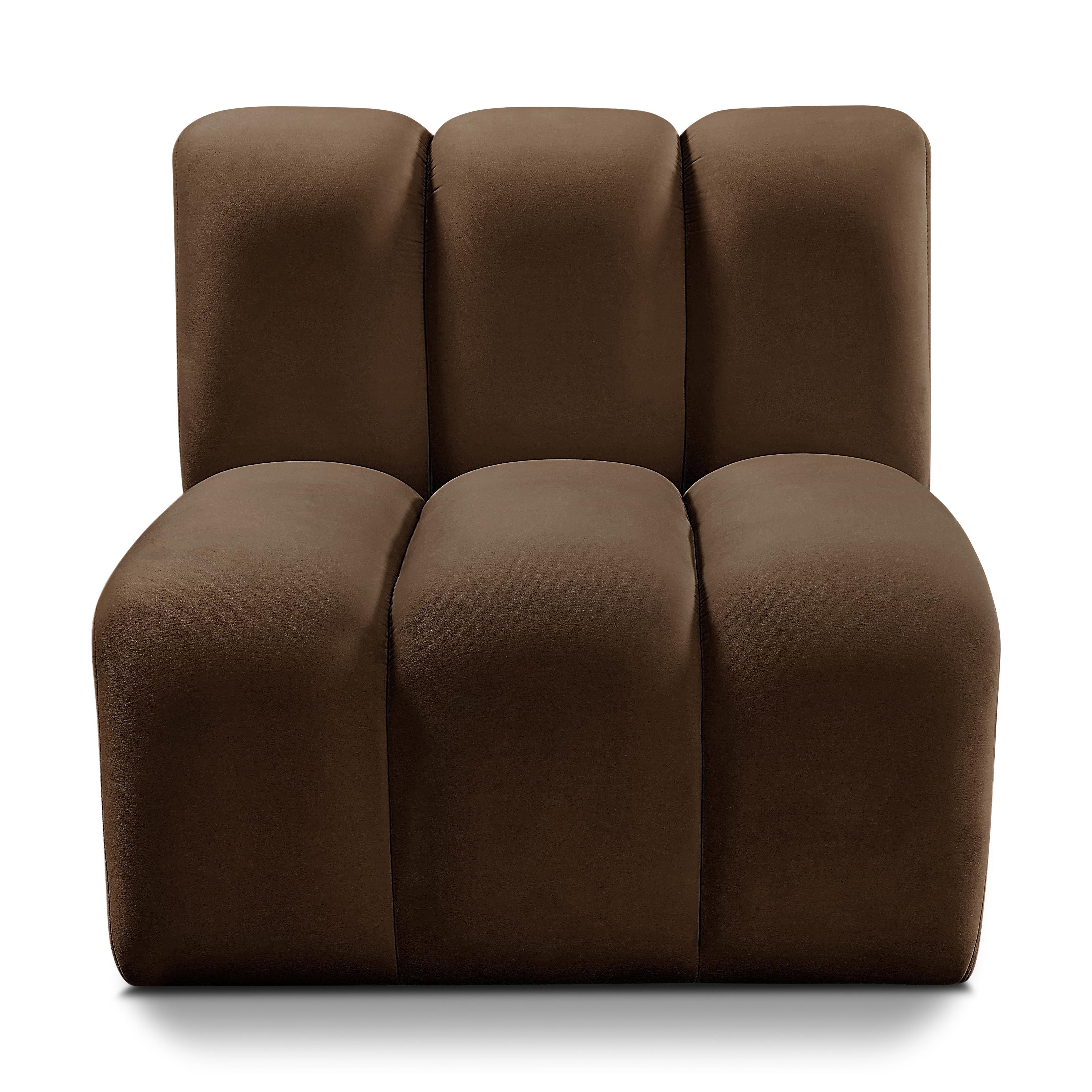 Meridian Arc Brown Velvet Straight Chair