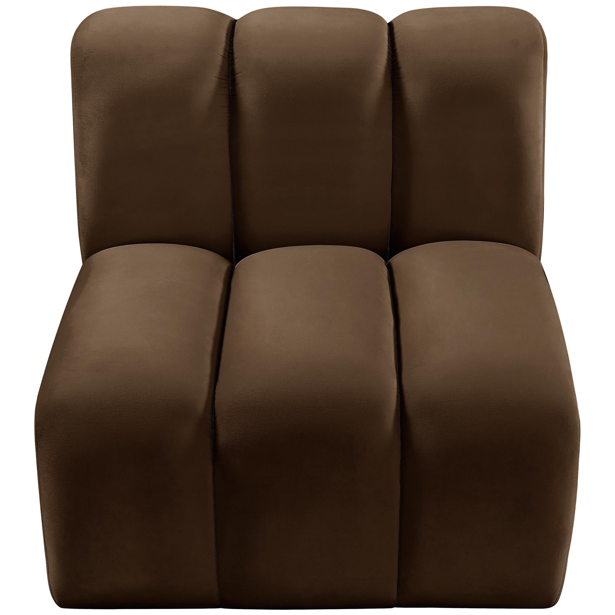 Meridian Arc Brown Velvet Straight Chair