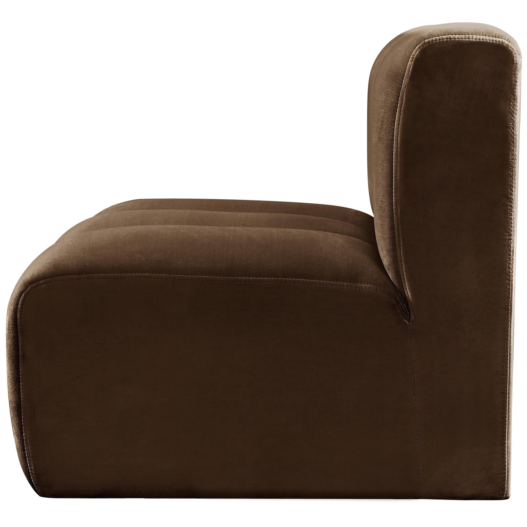 Meridian Arc Brown Velvet Straight Chair