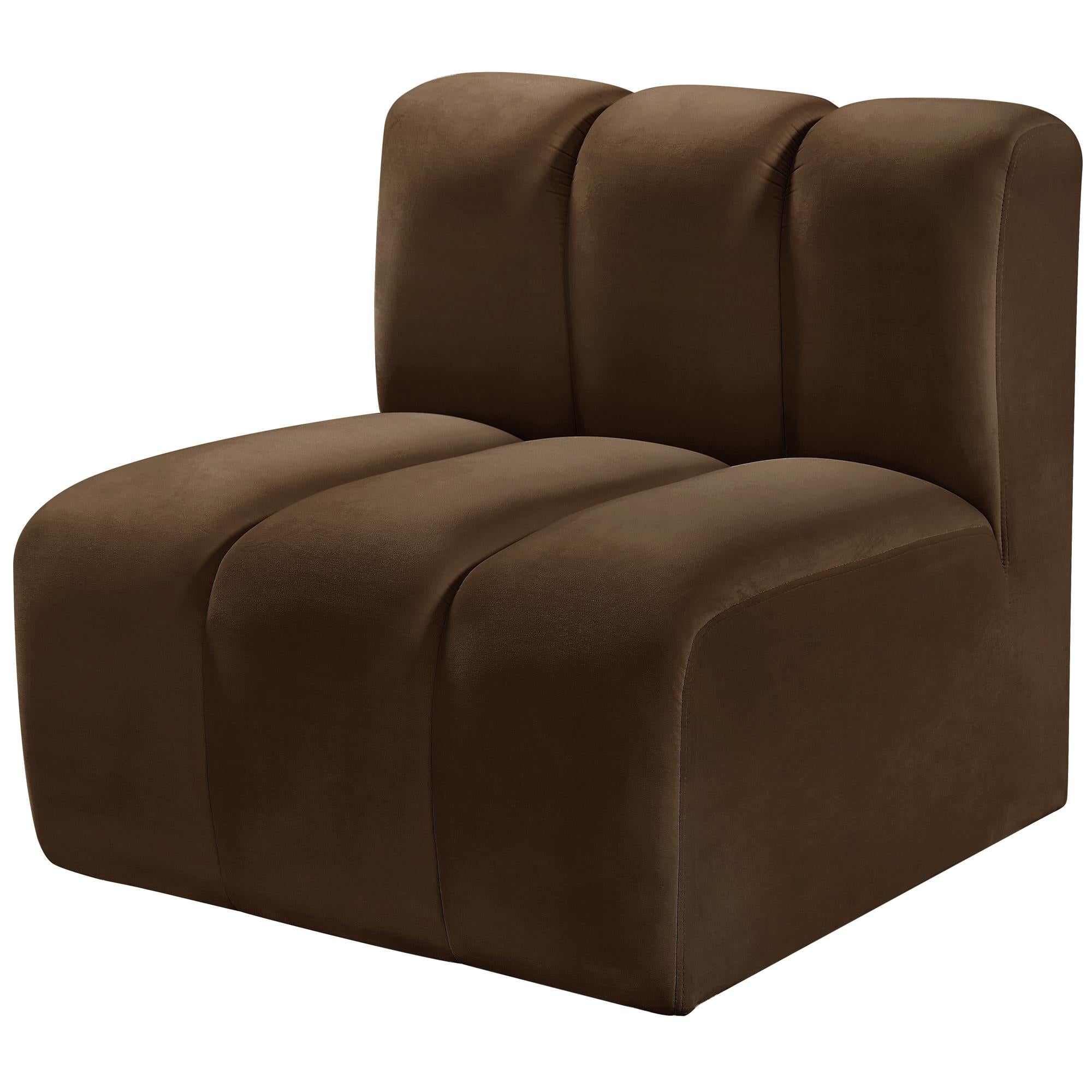 Meridian Arc Brown Velvet Straight Chair