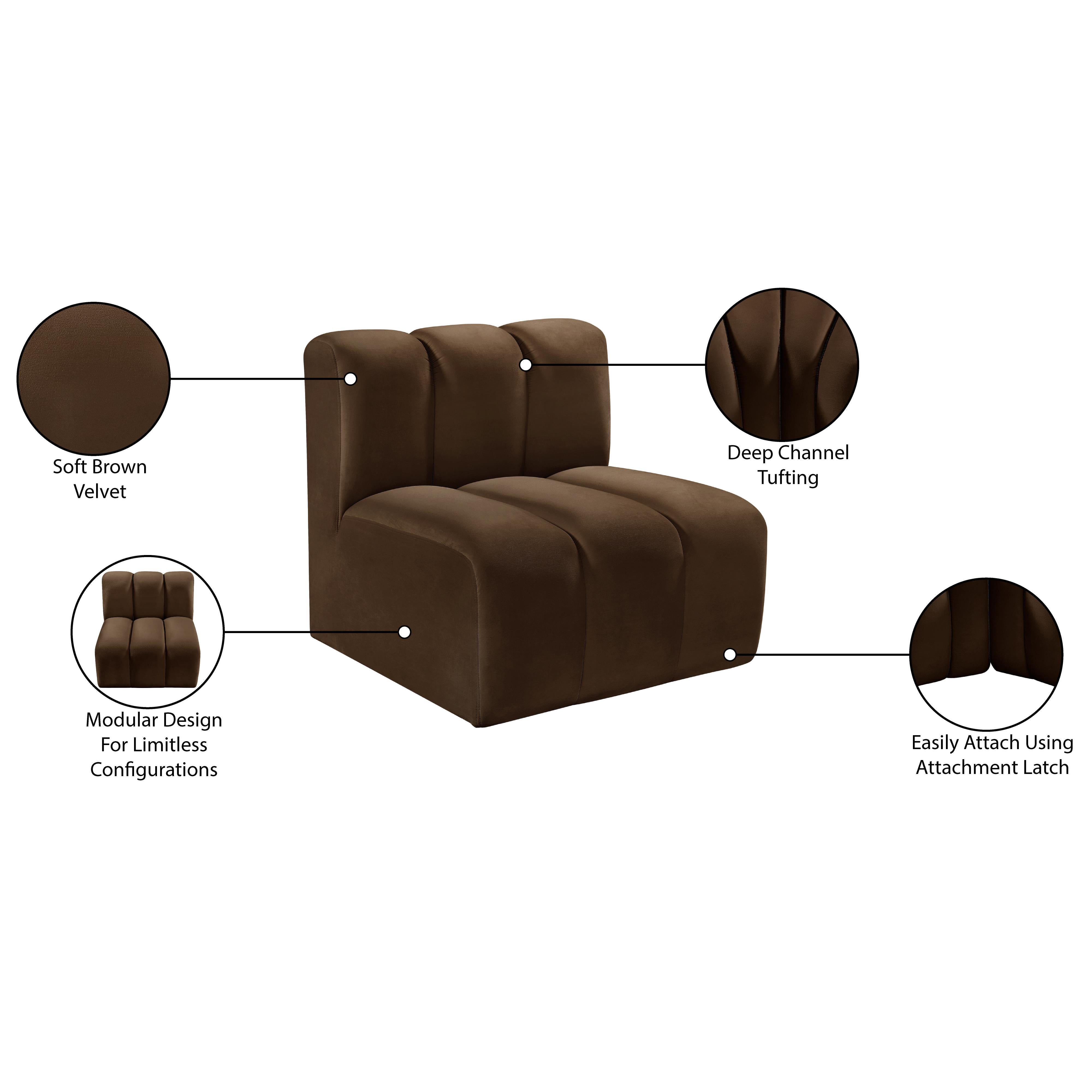 Meridian Arc Brown Velvet Straight Chair