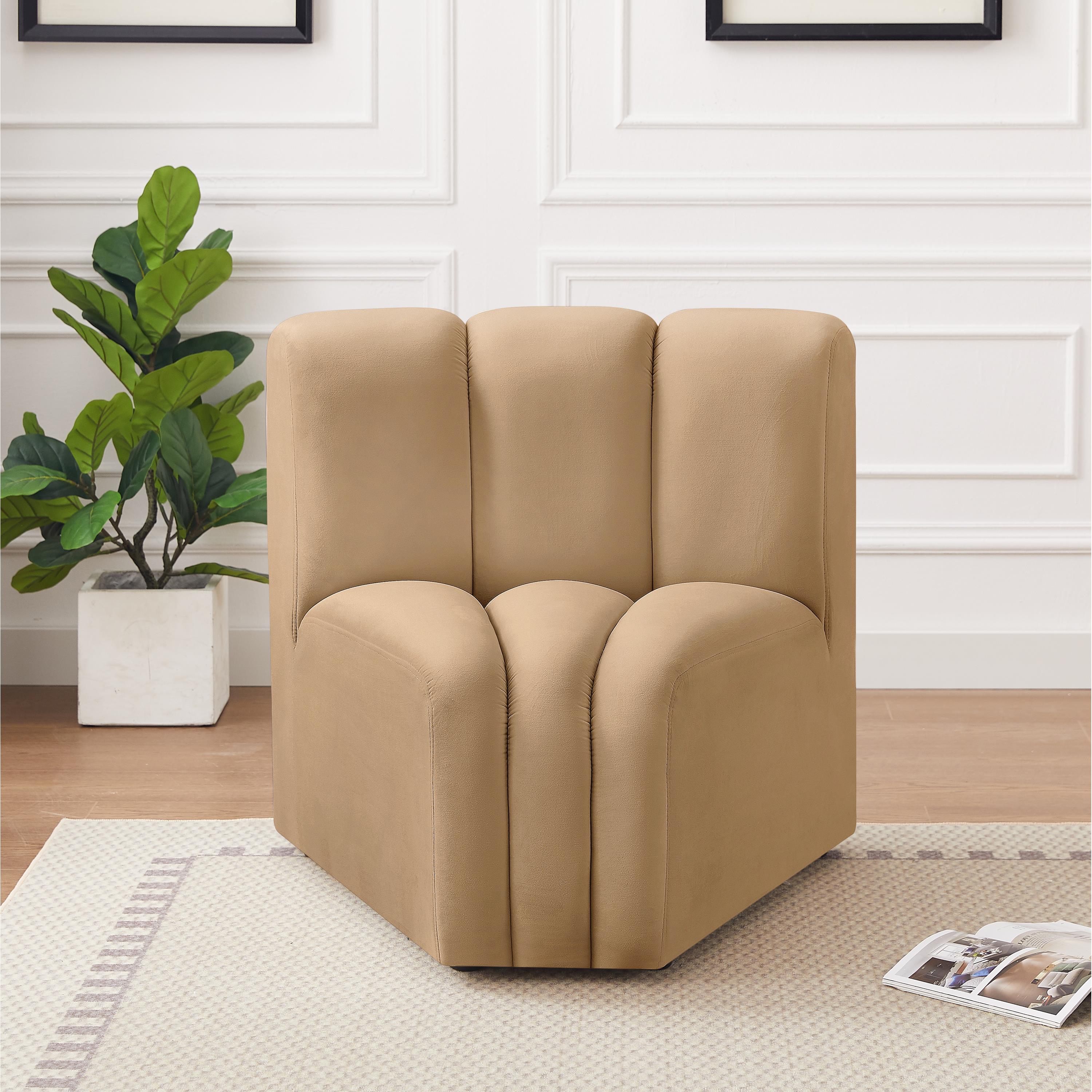 Meridian Arc Camel Velvet Curved Corner