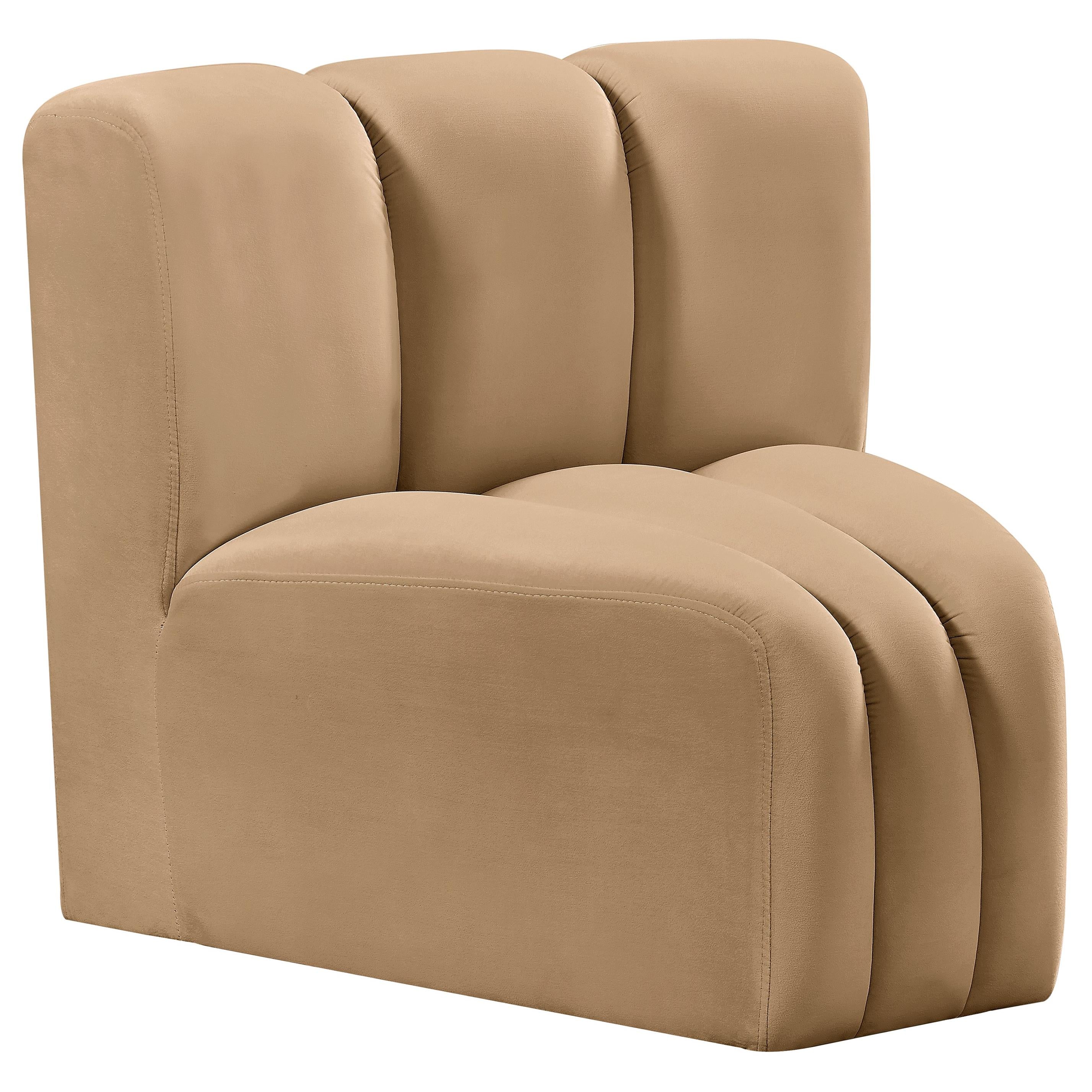 Meridian Arc Camel Velvet Curved Corner