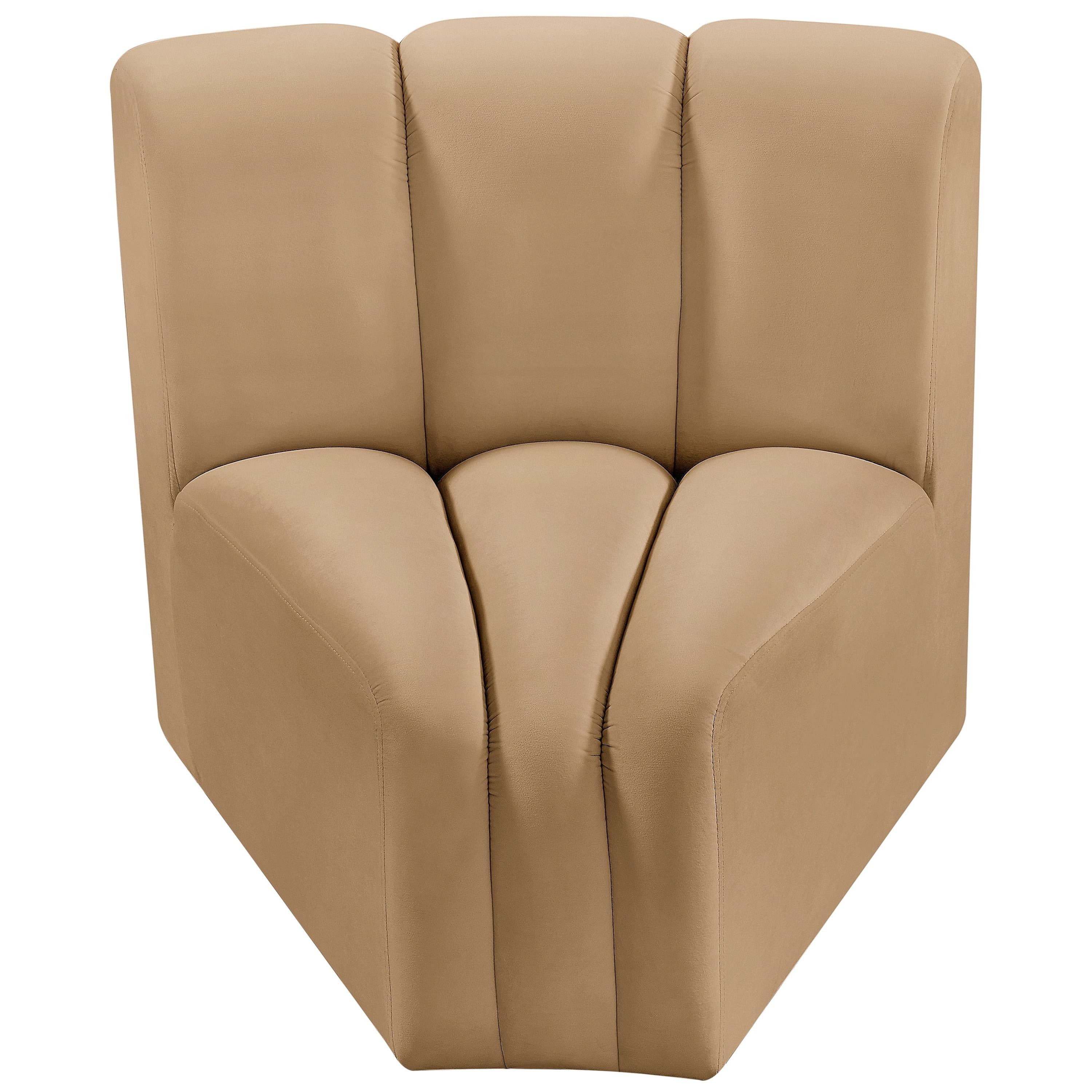 Meridian Arc Camel Velvet Curved Corner