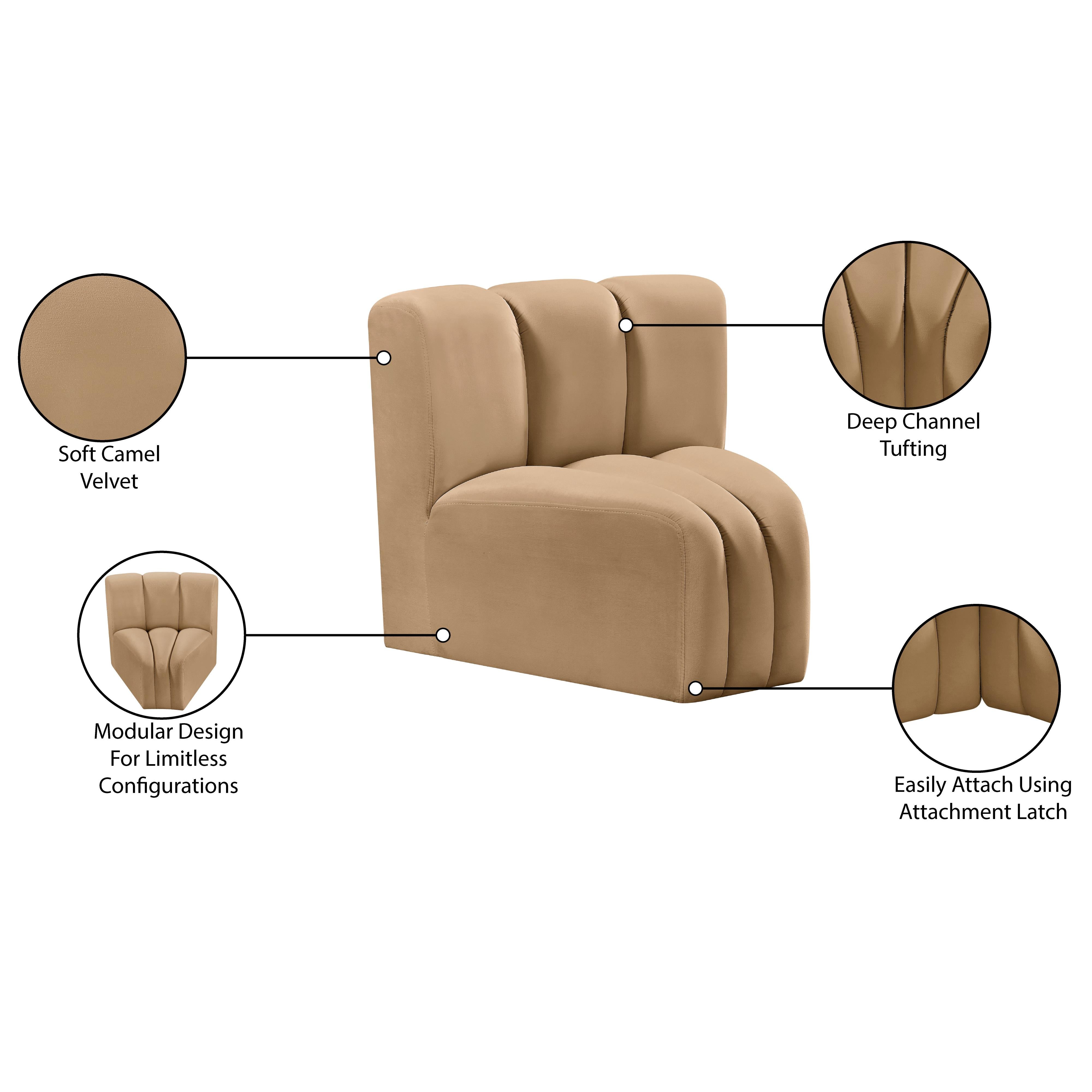 Meridian Arc Camel Velvet Curved Corner