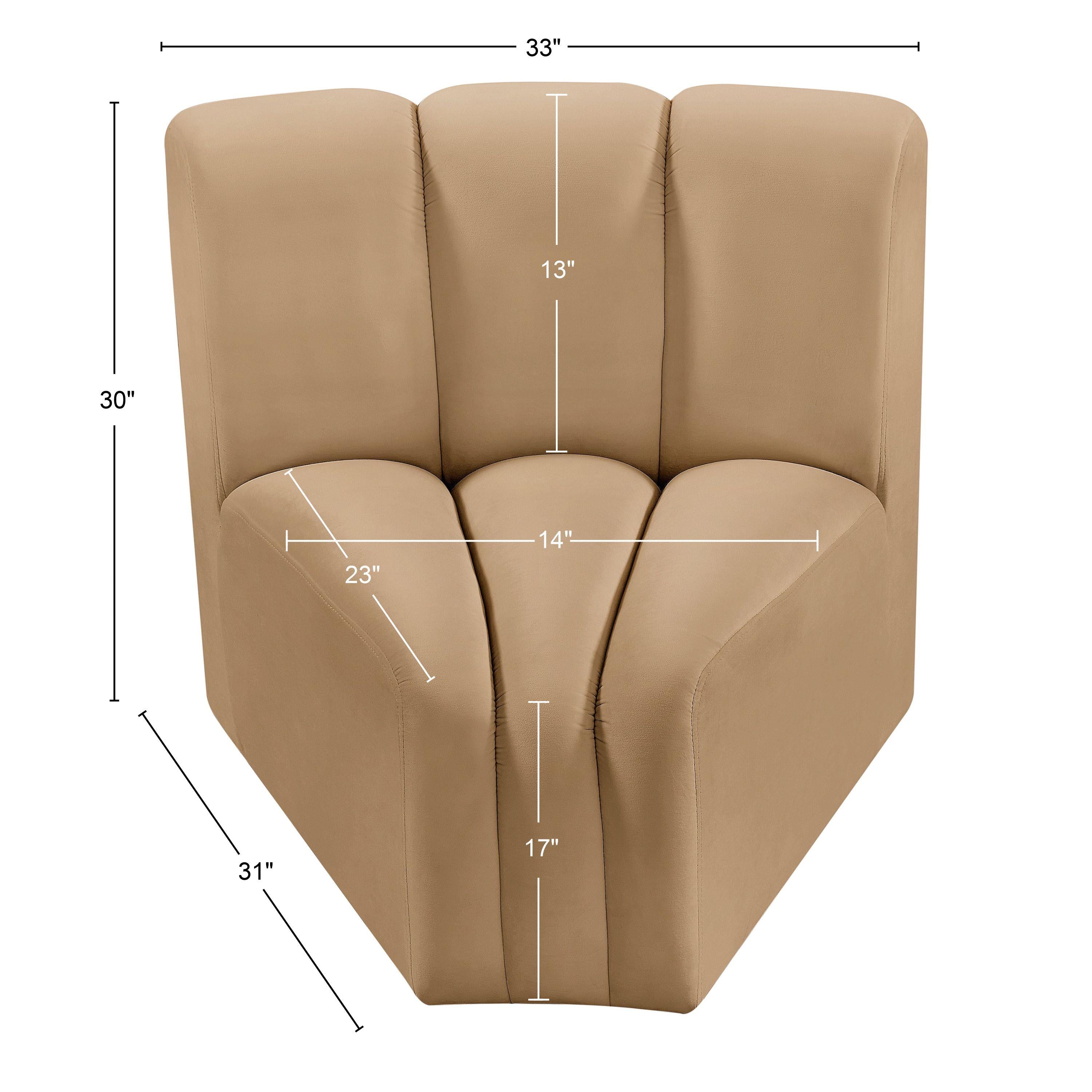 Meridian Arc Camel Velvet Curved Corner