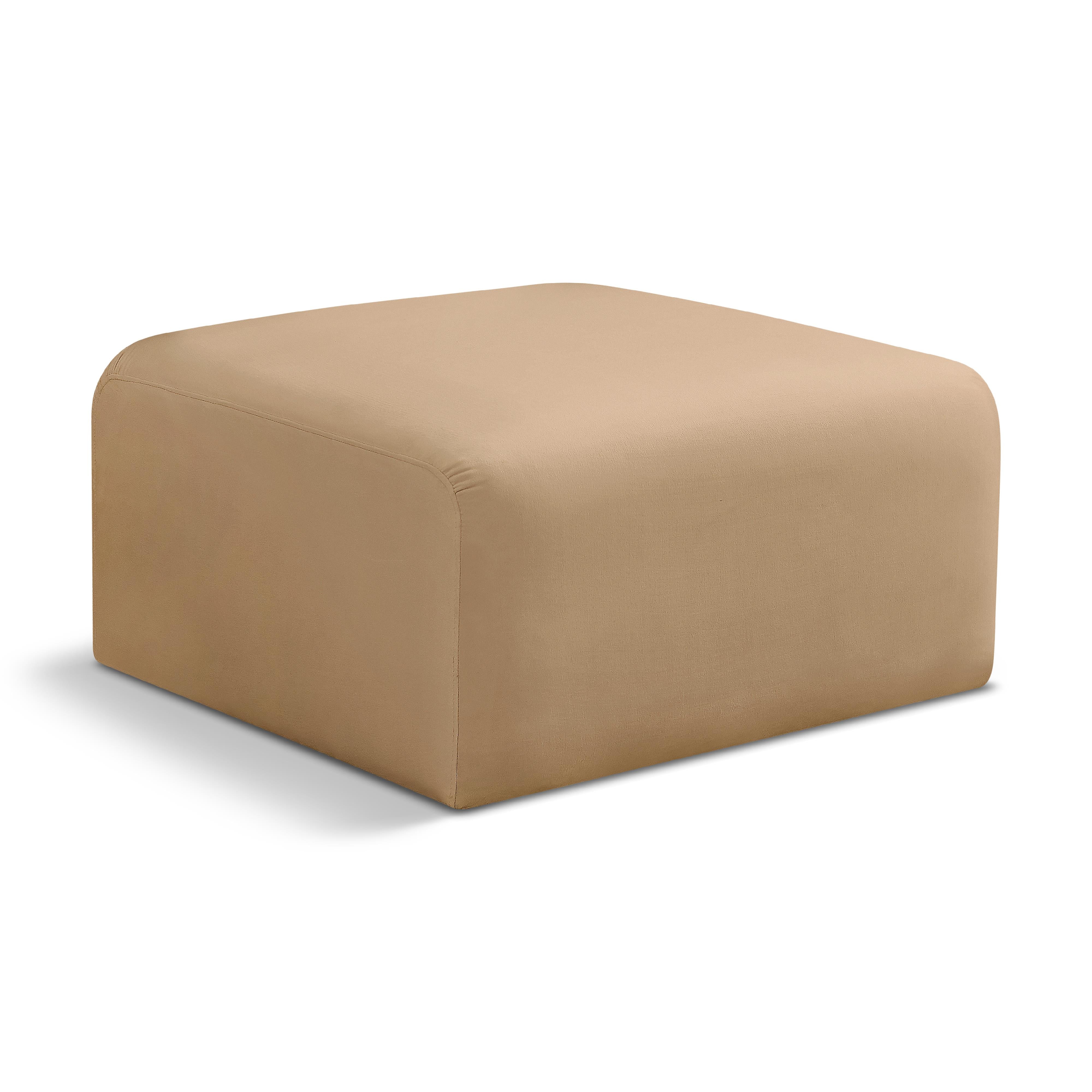 Meridian Arc Camel Velvet Ottoman